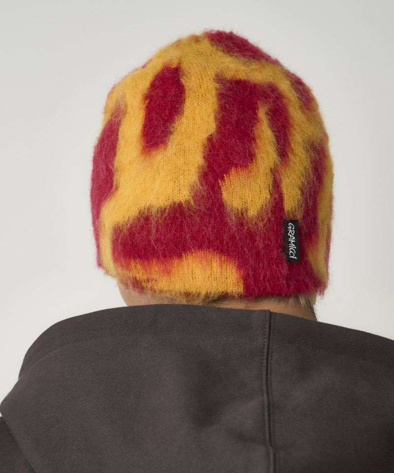 Mohair Burly Runningman Beanie in Burnt Orange