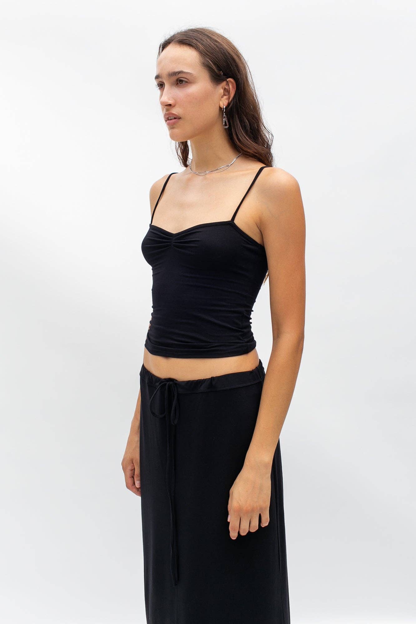 Eva Viscose Spaghetti Strap Camisole in Black