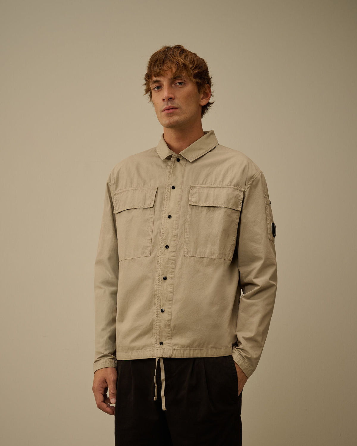 Microreps Peached Lens Button Overshirt in London Fog