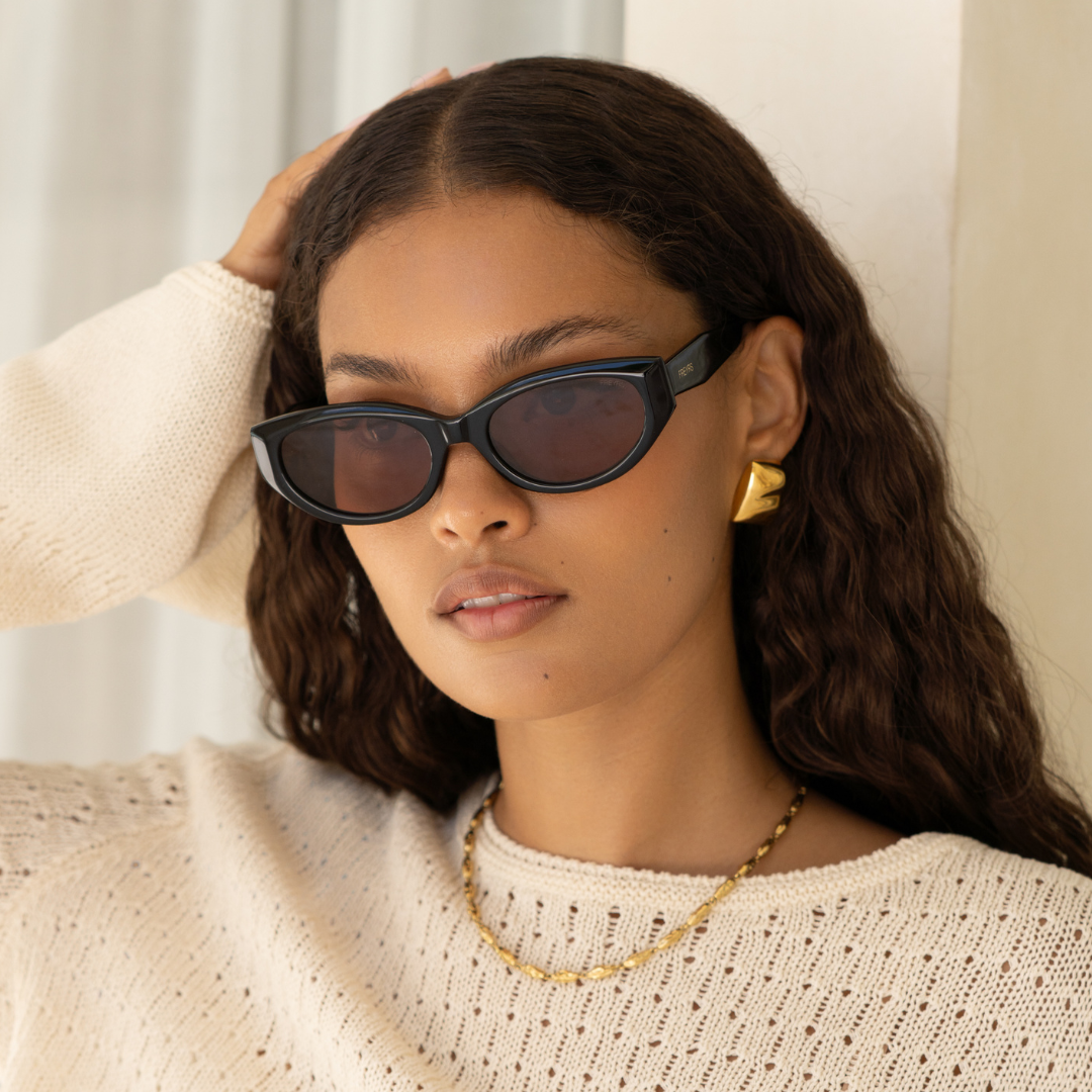 Ameli Acetate Cat-Eye Sunglasses in Black