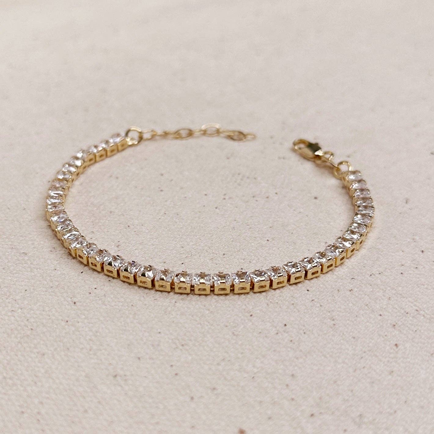 Crystal 3mm Tennis Bracelet in 18k Gold Fill