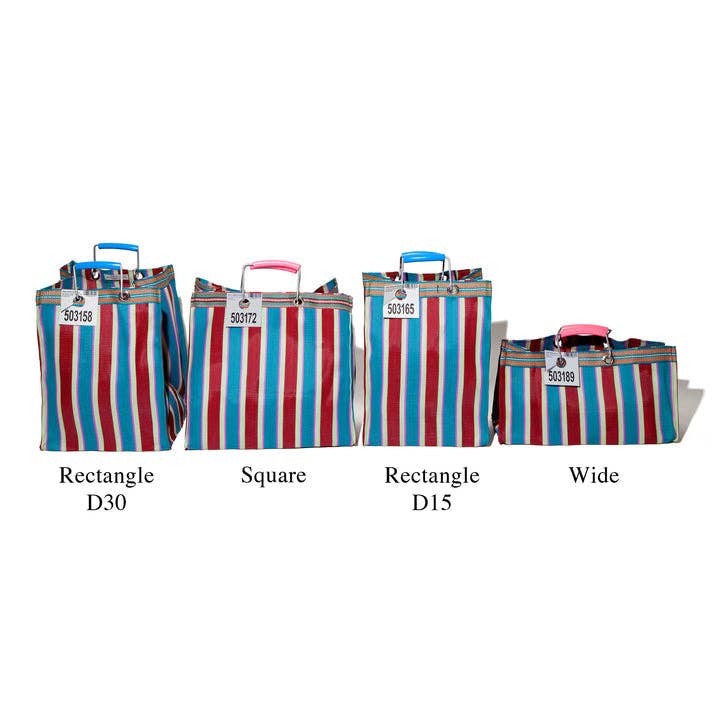 Recycled Plastic Stripe Square Bag in Green/Pink