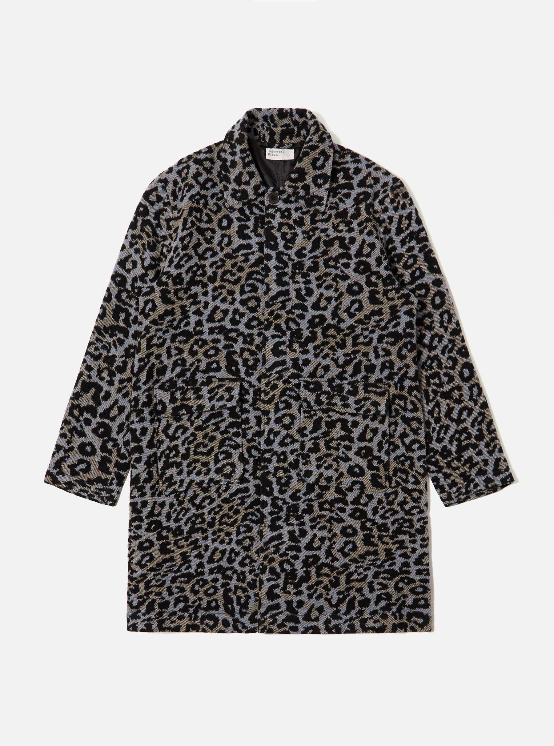 Blue Leopard Flower Wool Account Coat