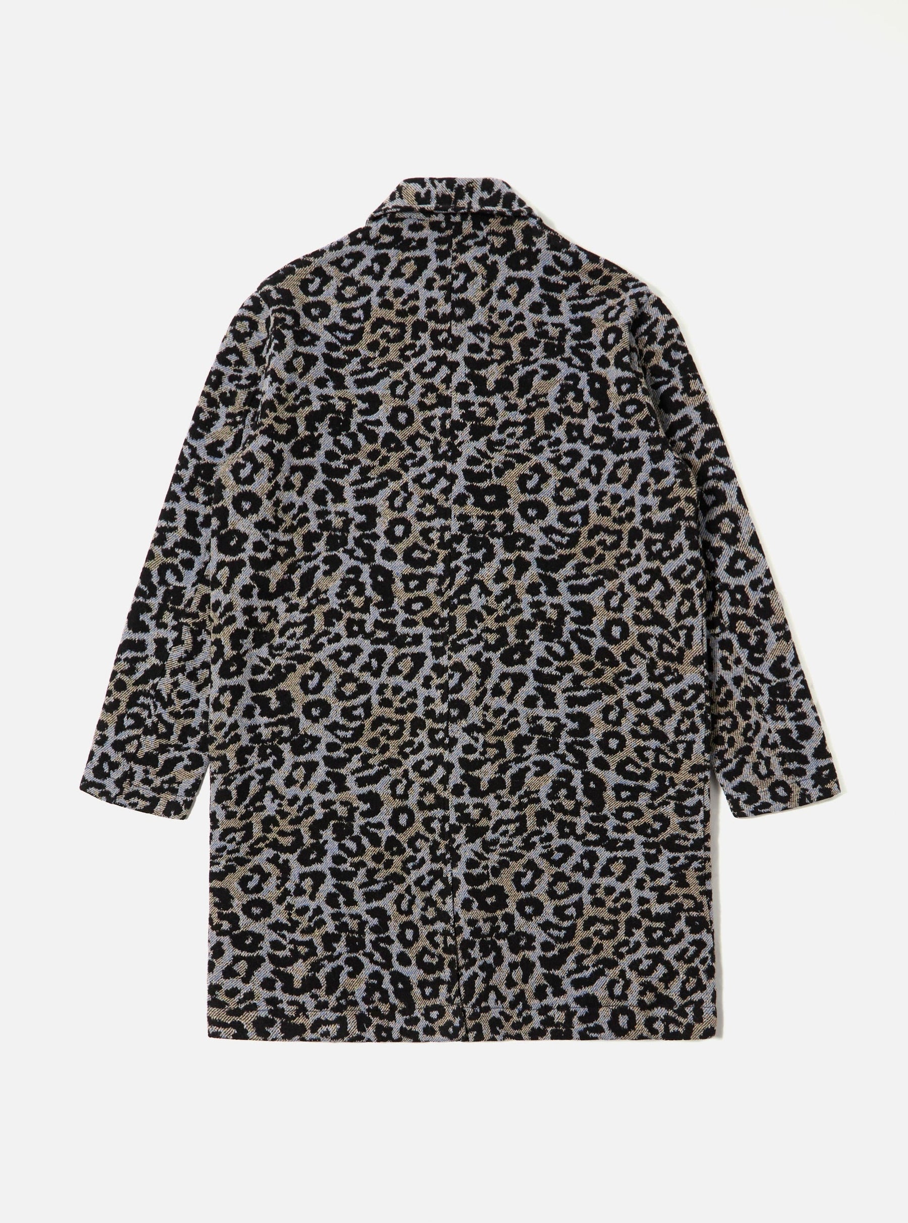 Blue Leopard Flower Wool Account Coat
