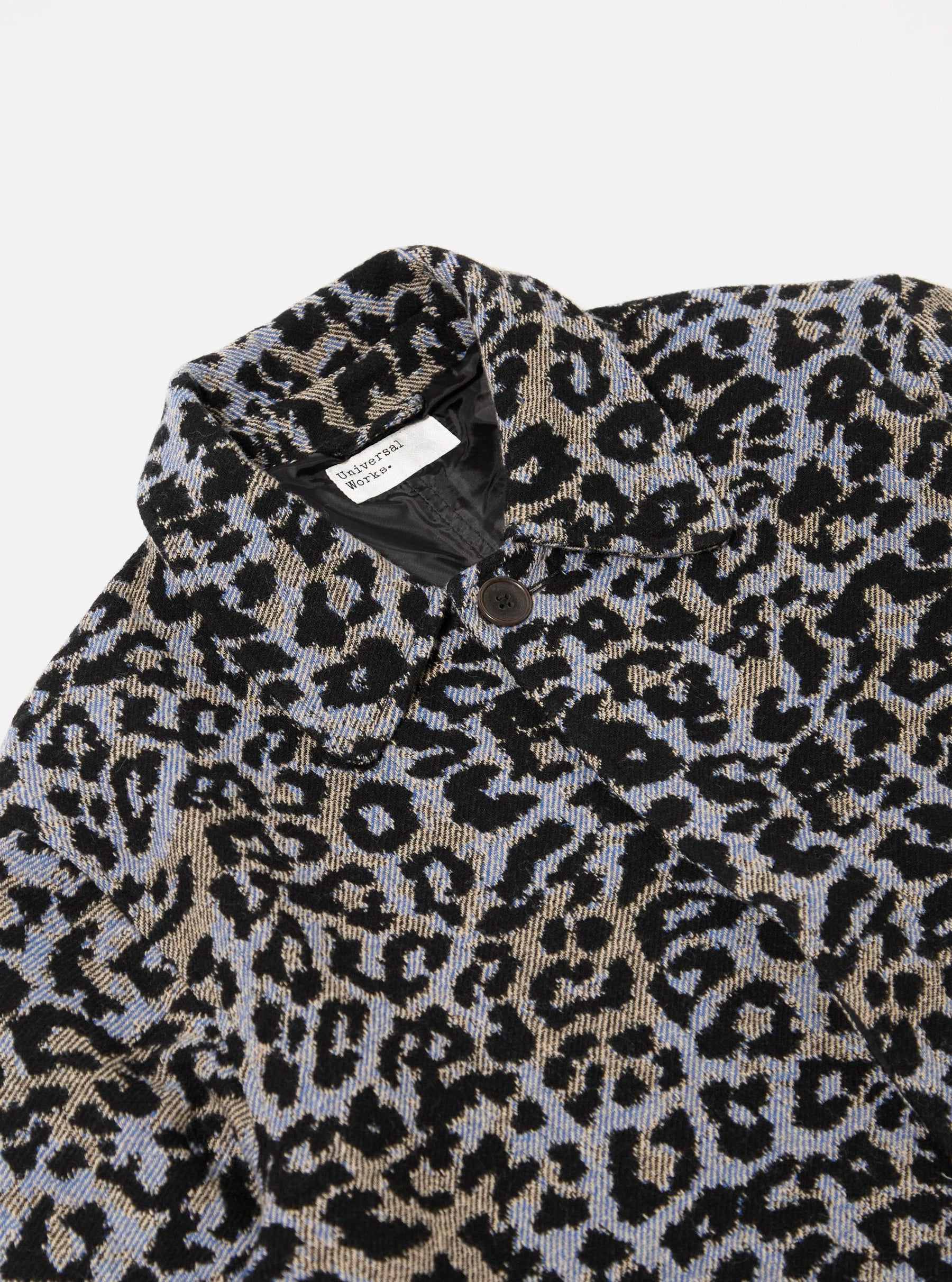 Blue Leopard Flower Wool Account Coat