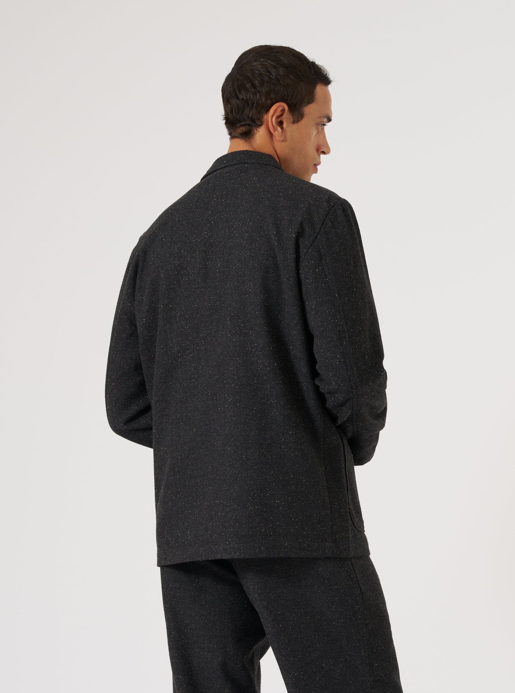 Salt 'n Pepper Tweed Three Button Jacket in Black