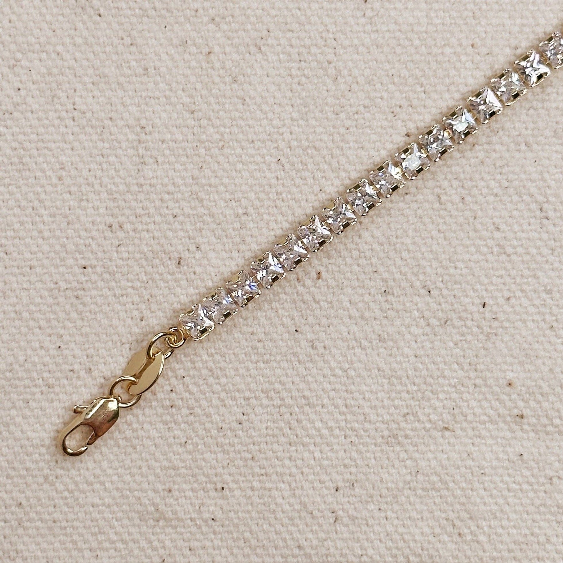 Crystal 3mm Tennis Bracelet in 18k Gold Fill