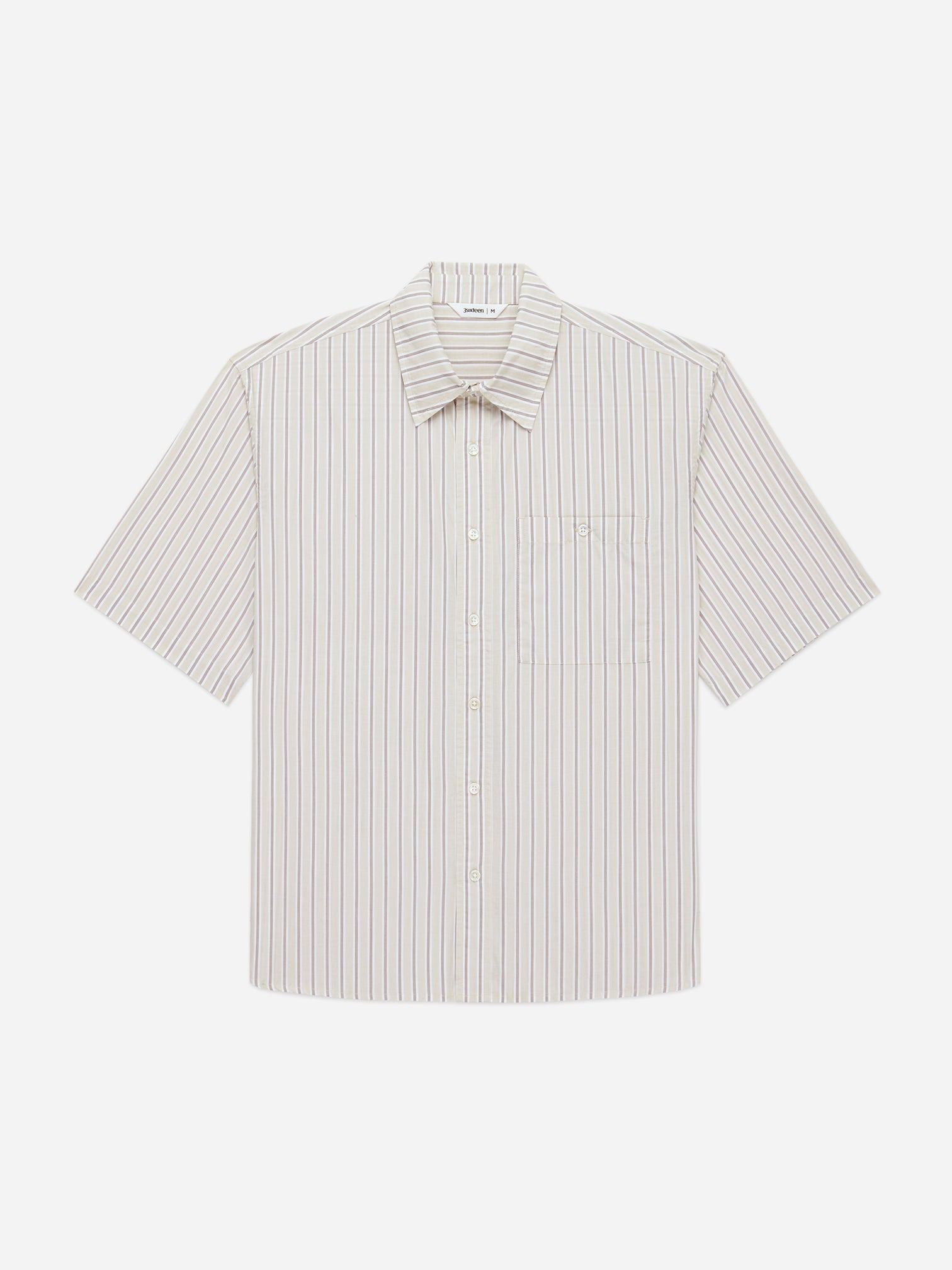 3sixteen Short Sleeve Commuter Shirt in Tan Stripe : Homme Essentials