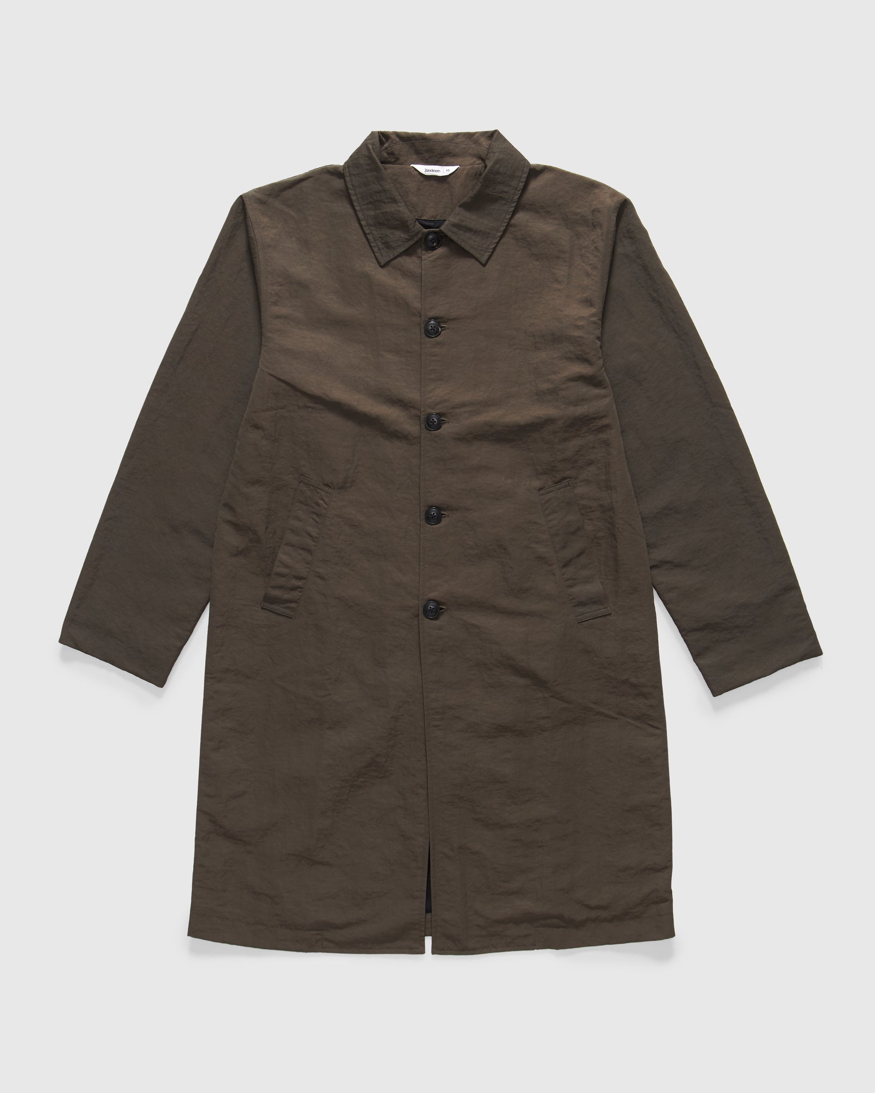 3sixteen Mac Coat in Olive Wrinkle Nylon Homme Essentials