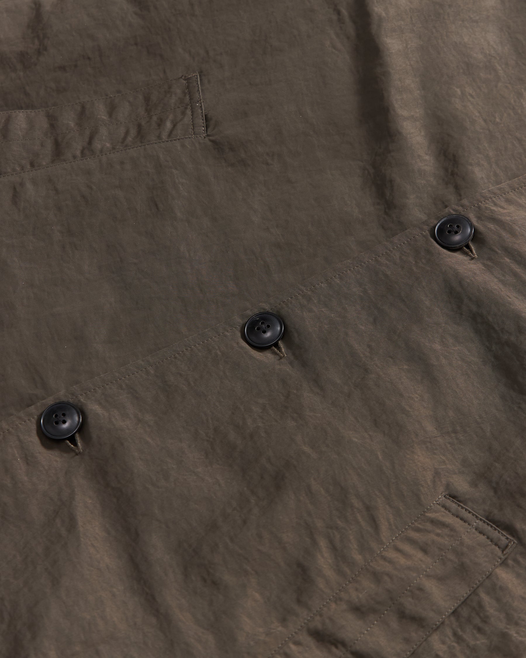 3sixteen Mac Coat in Olive Wrinkle Nylon Homme Essentials