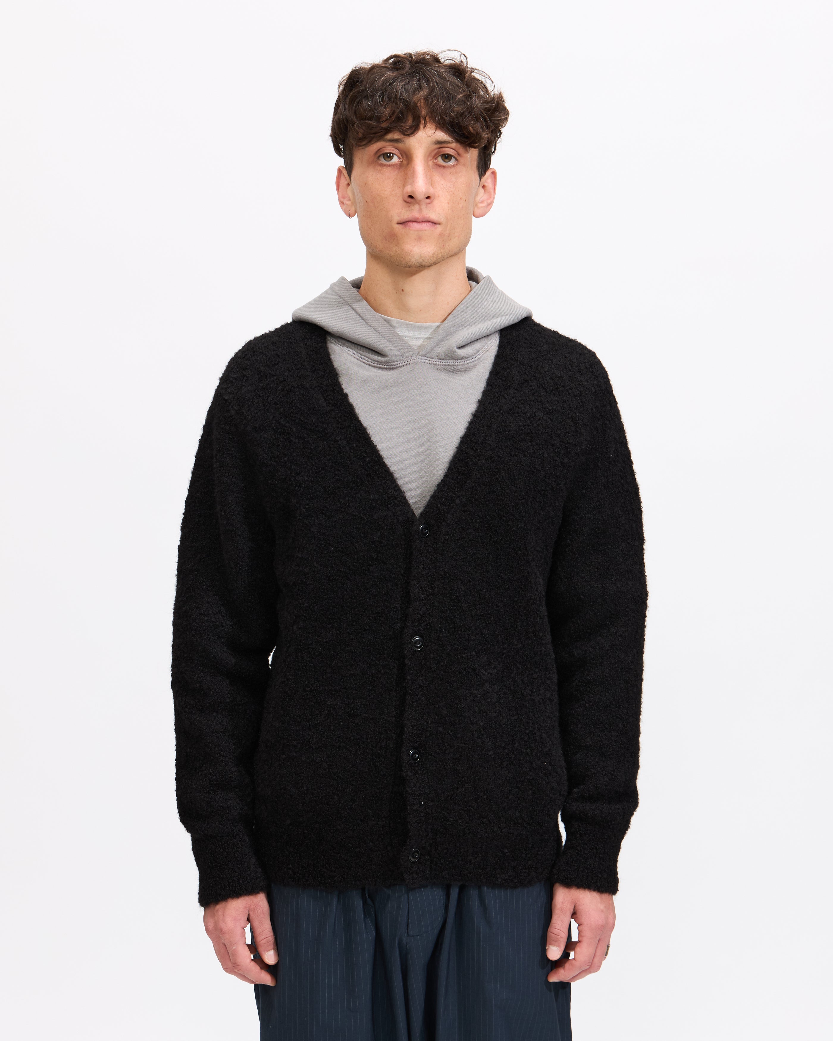 Black boucle cardigan new arrivals