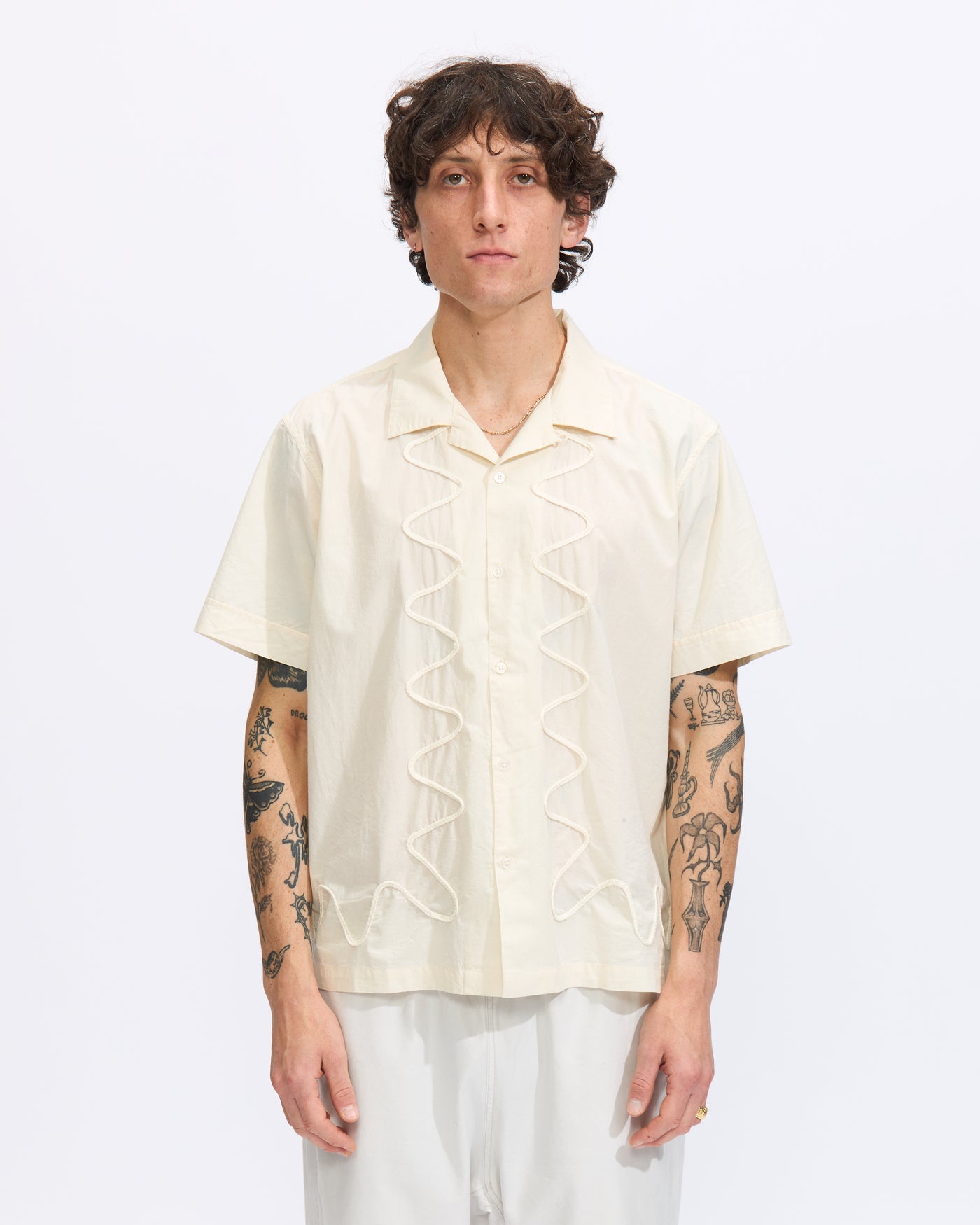 3sixteen Vacation Shirt in Ecru Squiggle Homme Essentials