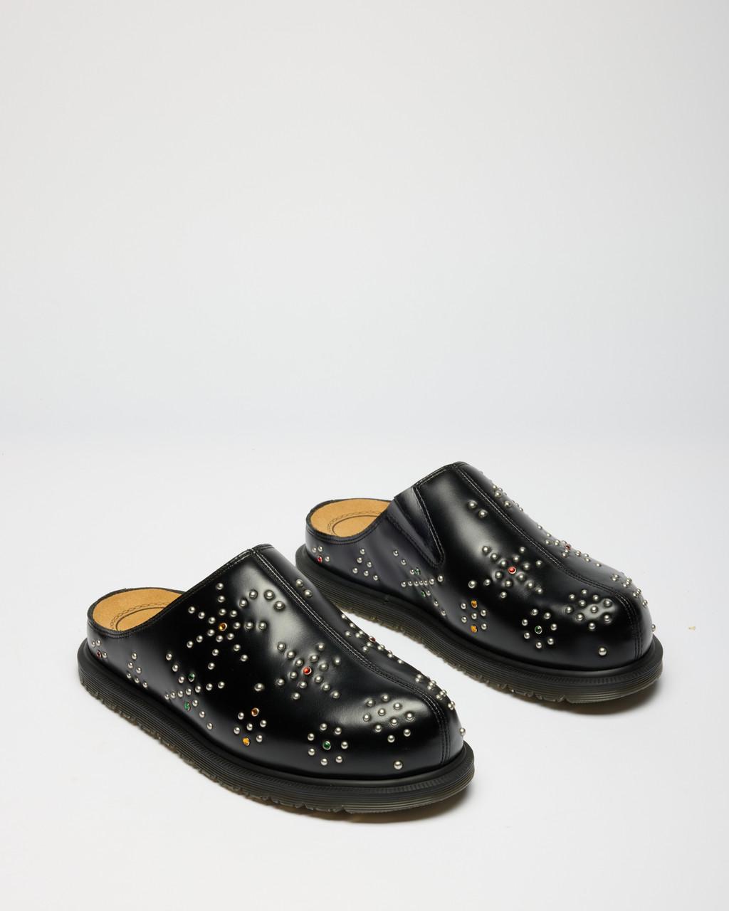 San Studded Leather Mule in Black Analine