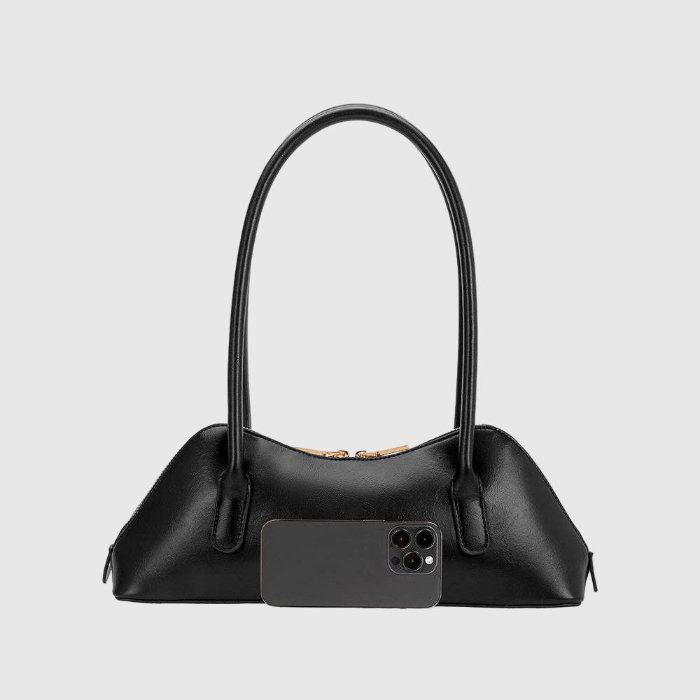 Dakota Recycled Vegan Leather Shoulder Bag in Black
