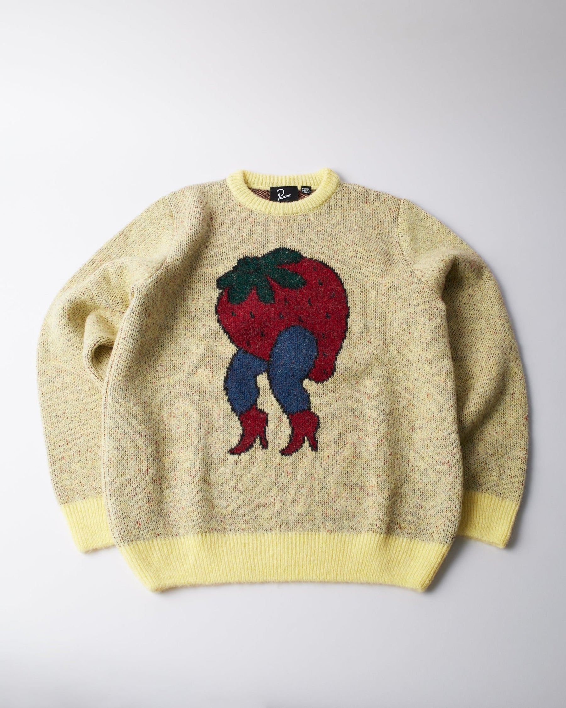Stupid Strawberry Knitted Pullover in Yellow