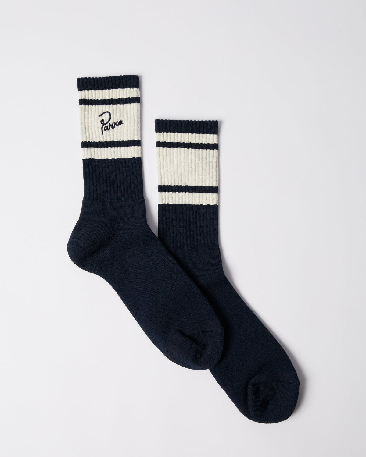 Signature Striped Crew Socks in Navy