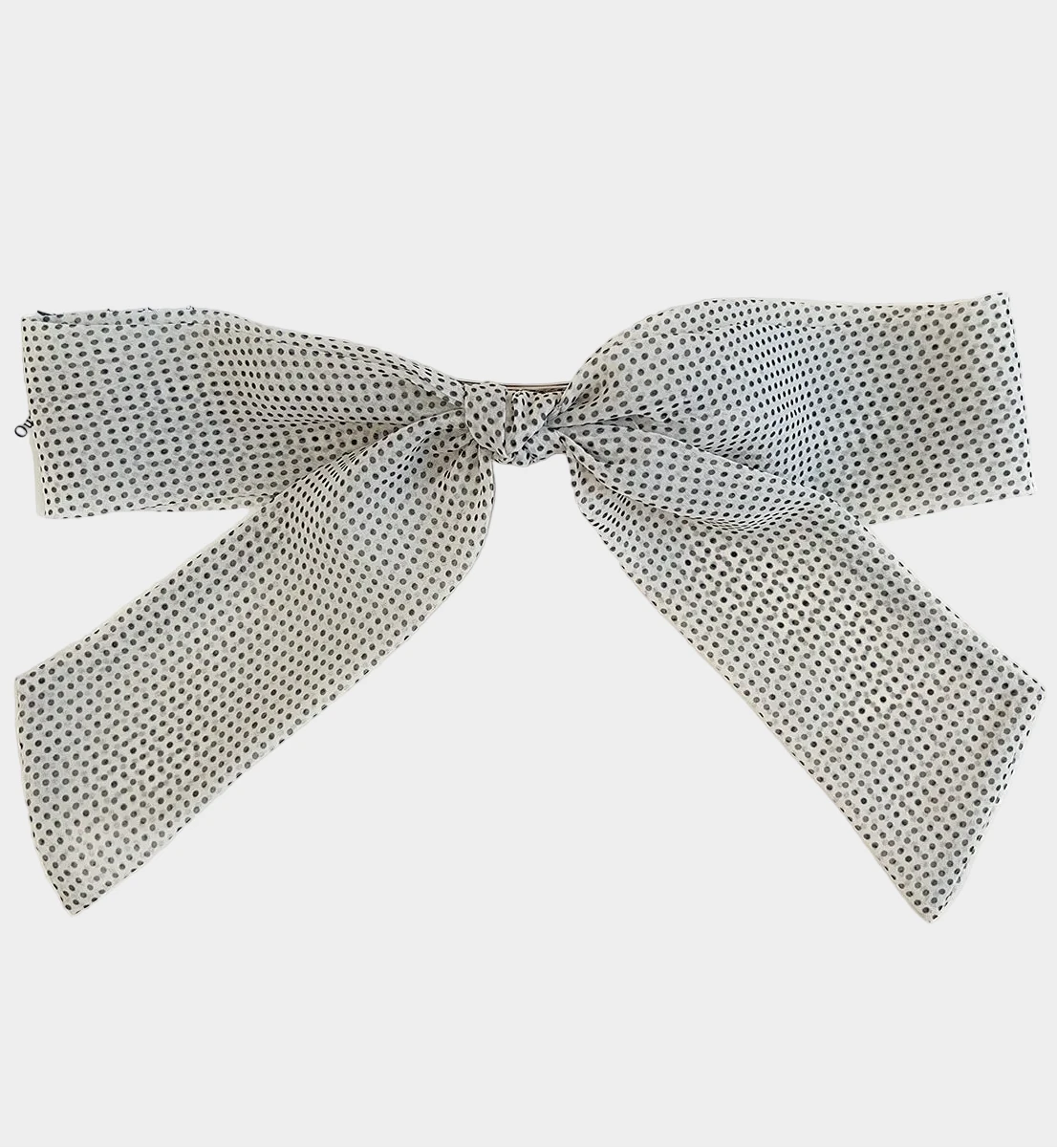 Polka Dot Ribbon Barrette Clip in White Micro Dot