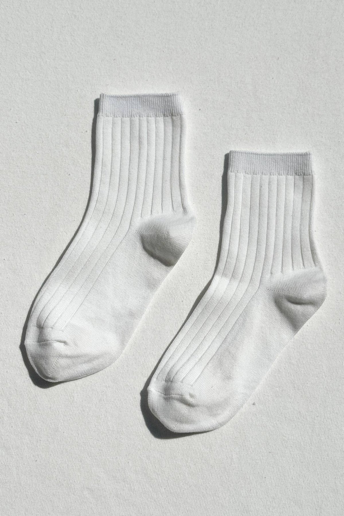 Her Socks - Mercerized Combed Cotton Rib in Classic White
