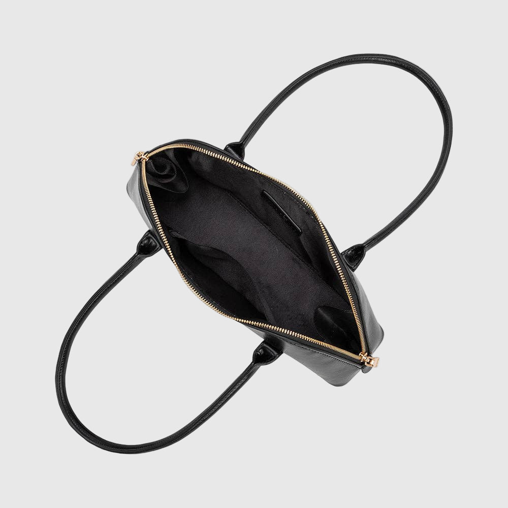Dakota Recycled Vegan Leather Shoulder Bag in Black