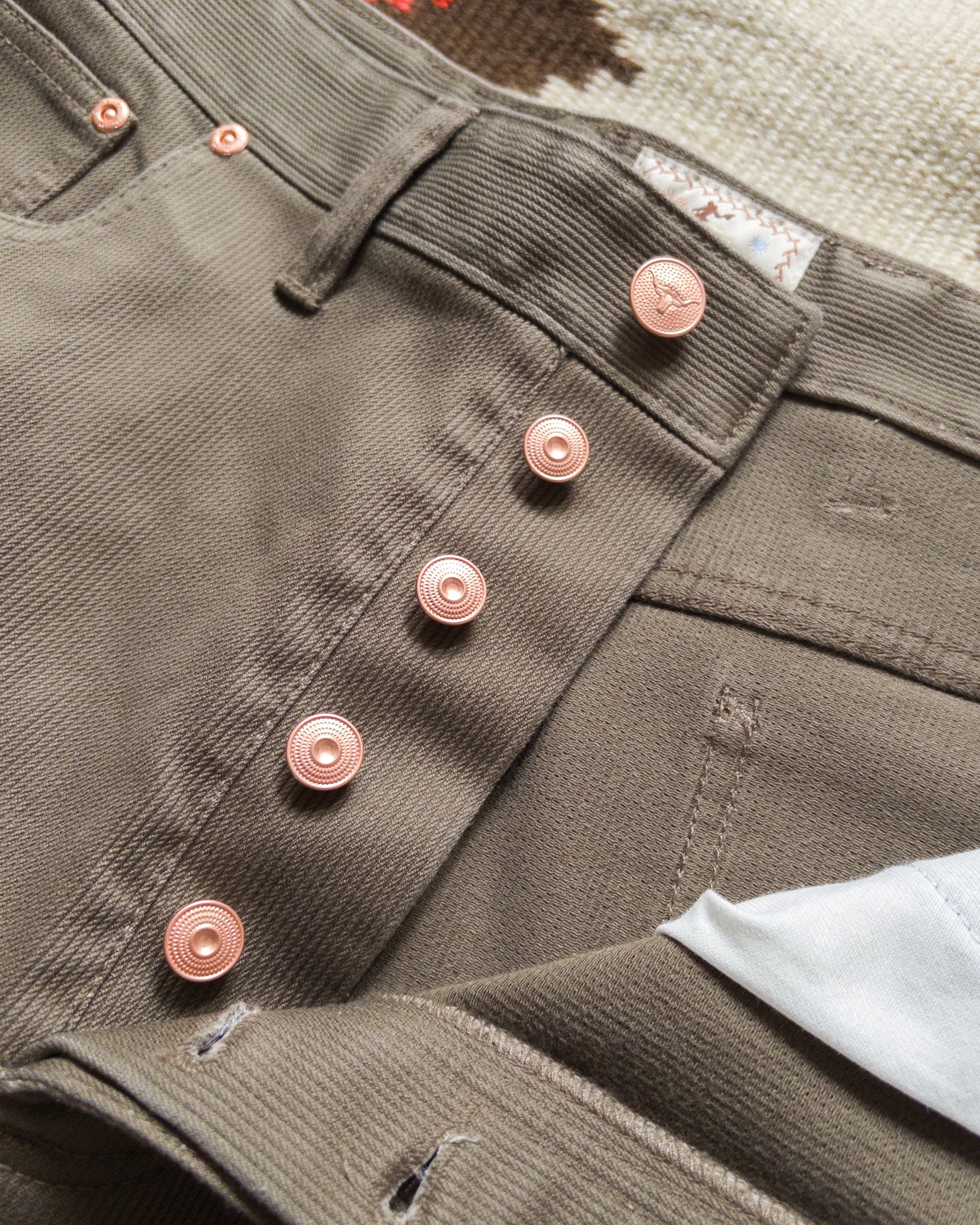 Bedford Cord 5 Pocket Pant in Faded Olive