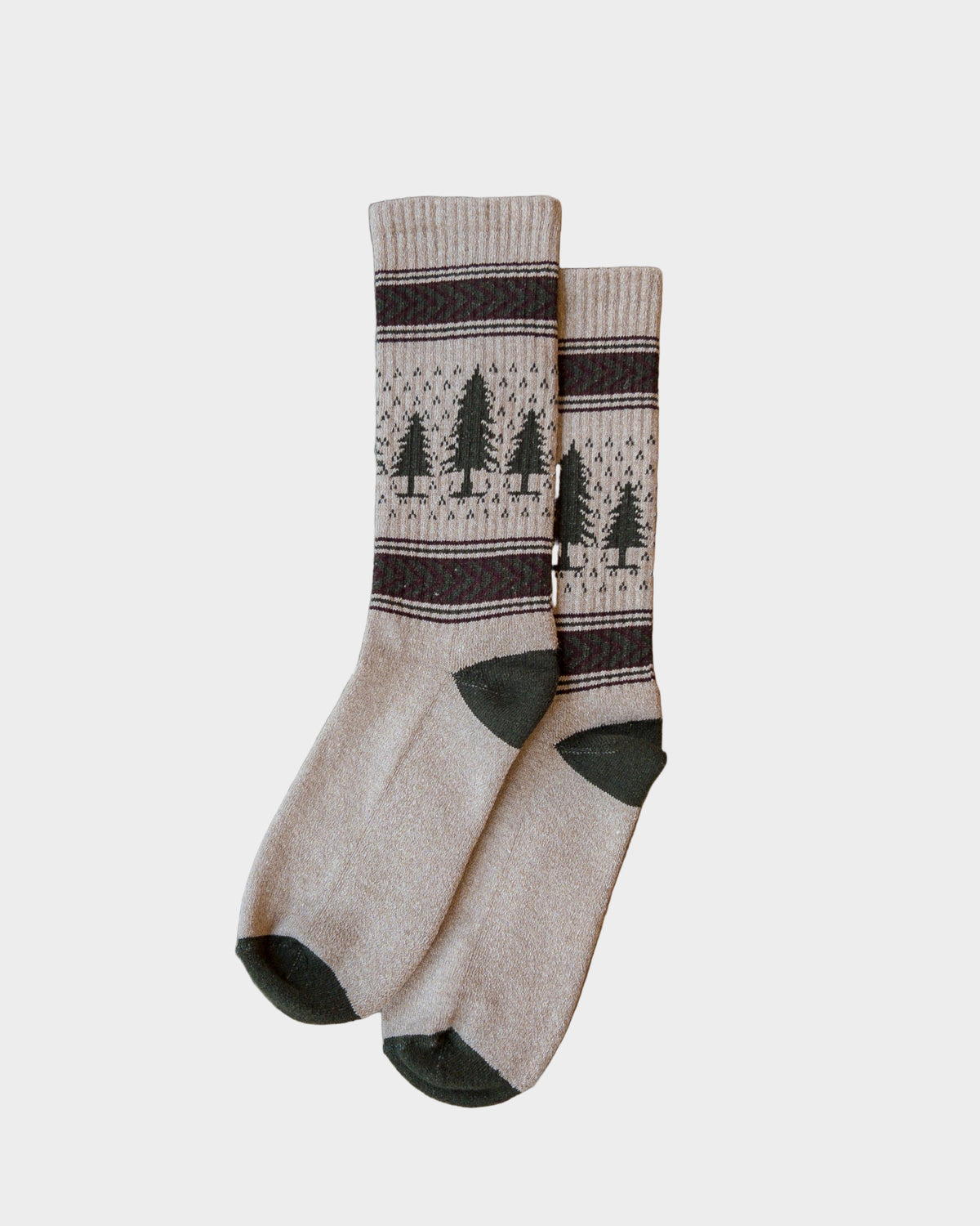 Recycled Cotton Jacquard Socks in Evergreen Pines