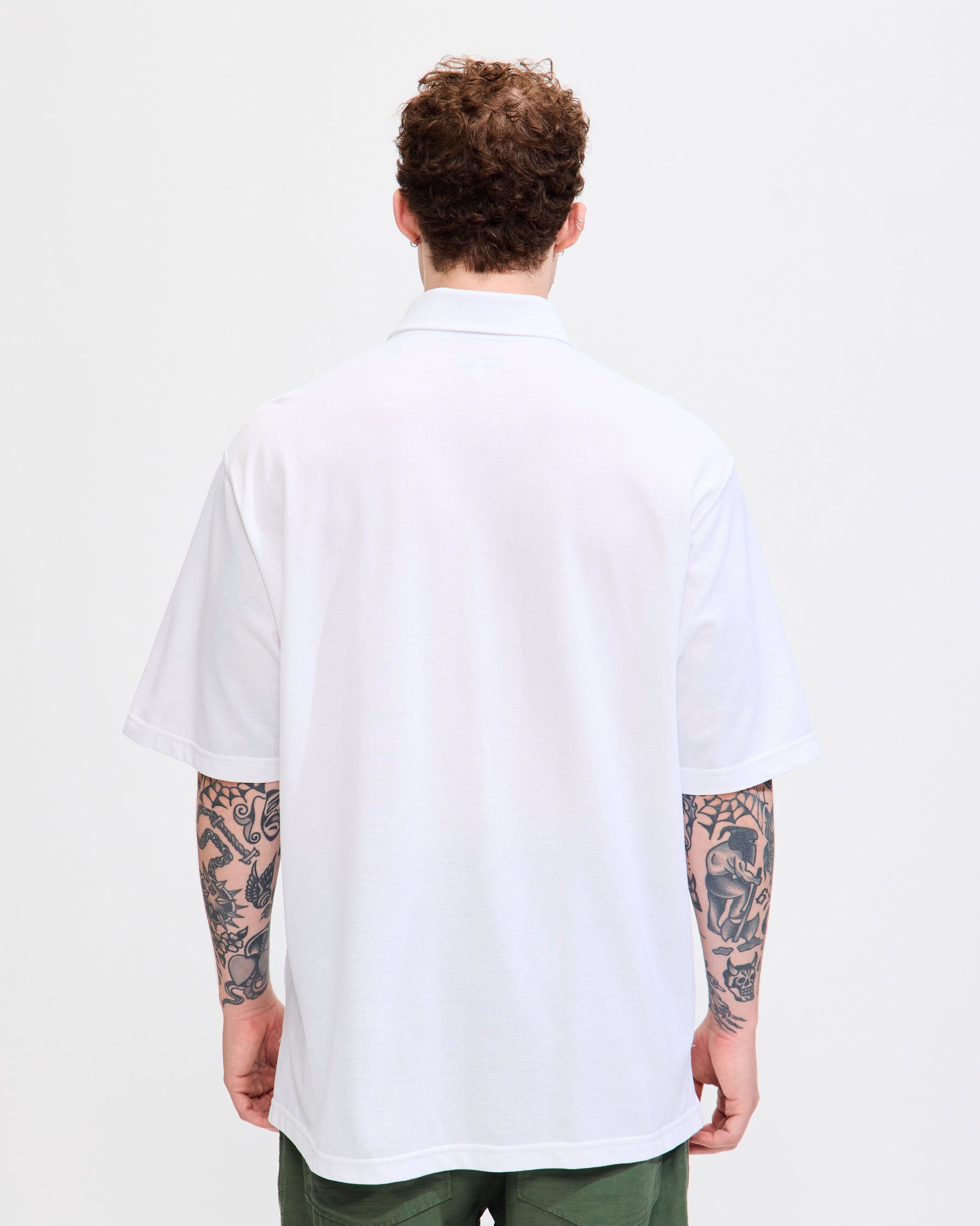 Polo Shirt in White Cotton Pique