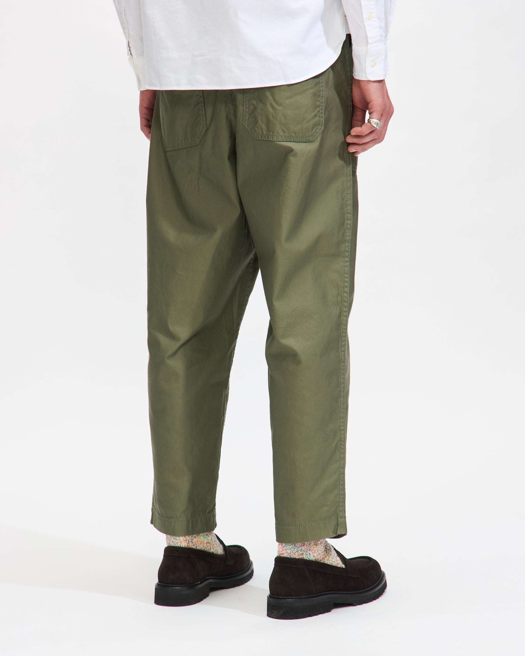 Beams Plus1 Pleat Baker 80/3 Back Satin In Sage Homme Essentials