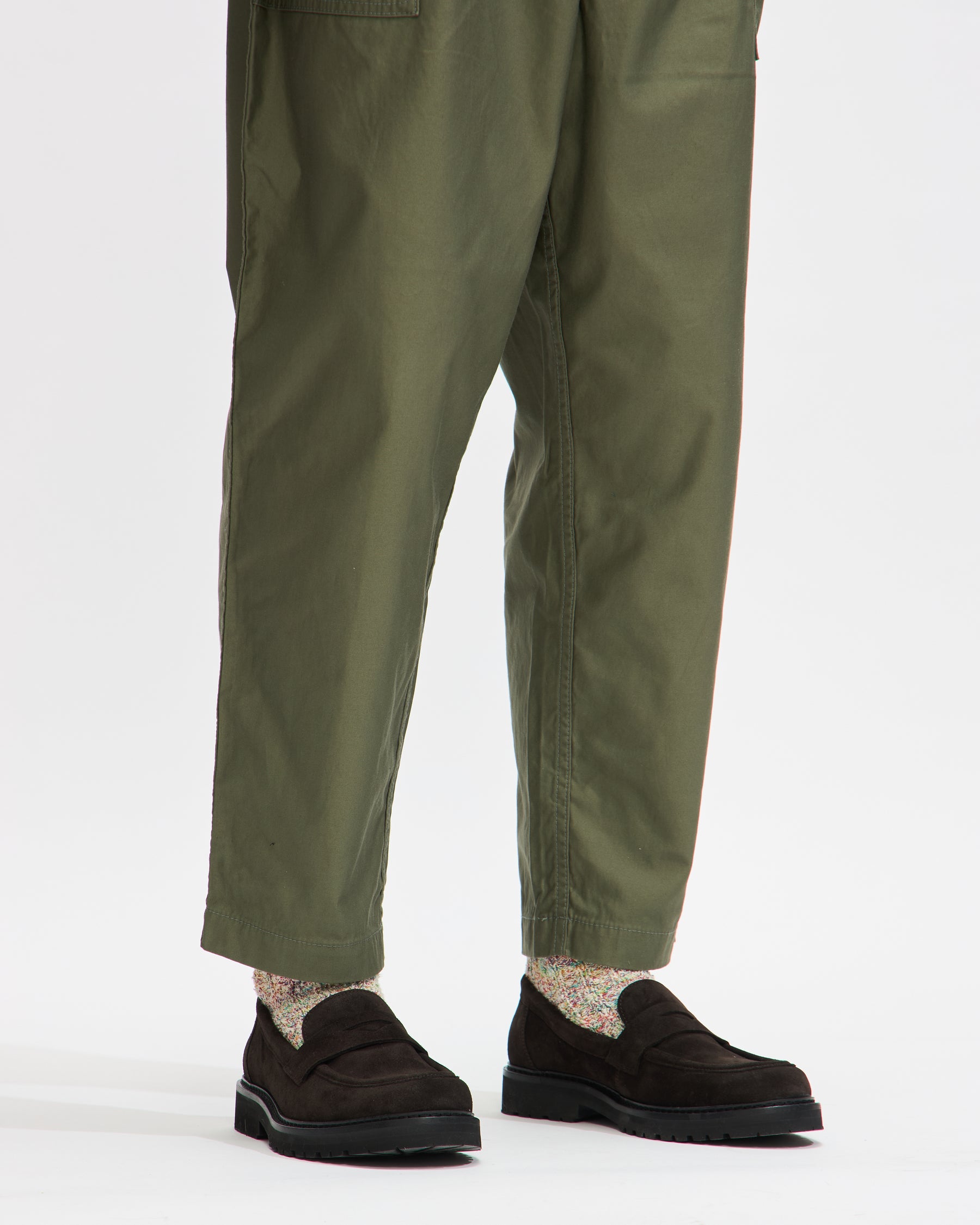 Beams Plus1 Pleat Baker 80/3 Back Satin In Sage Homme Essentials