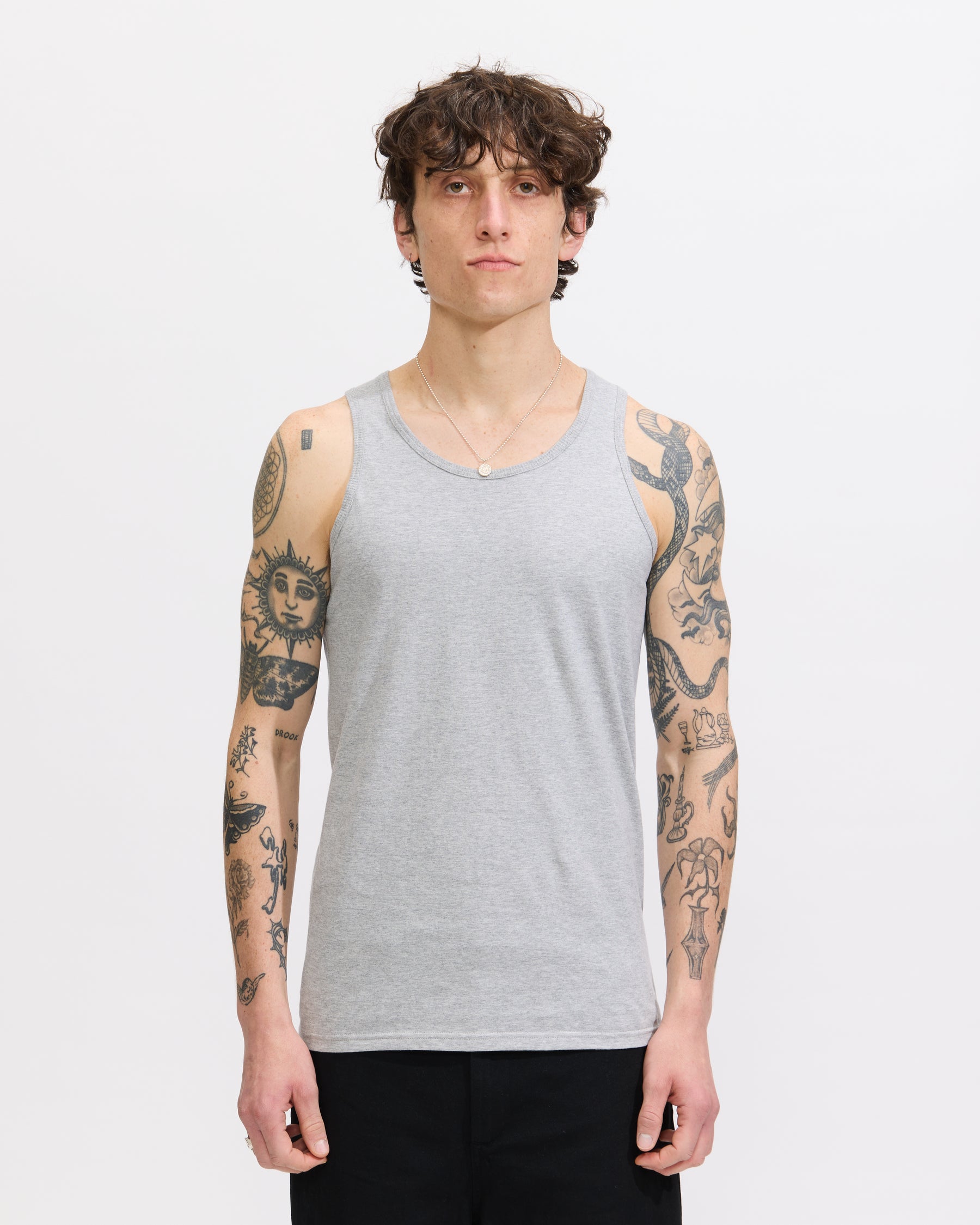 Beams Plus 2 Pack Tank Top in White/ T. Grey Homme Essentials