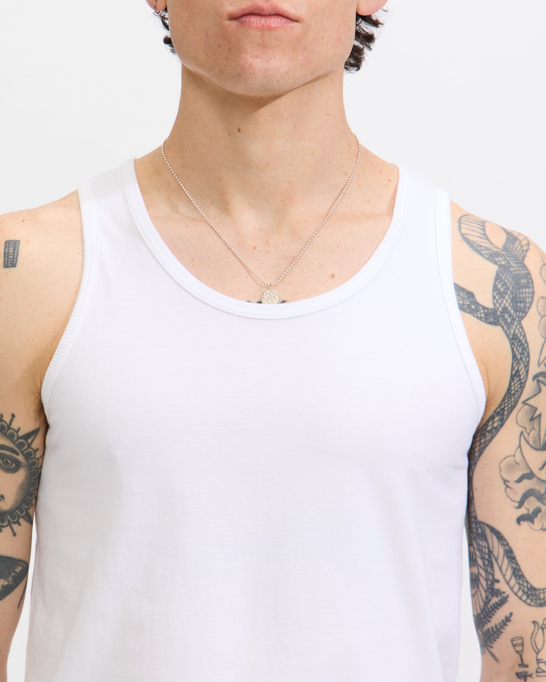 Beams Plus 2 Pack Tank Top in White/ T. Grey Homme Essentials