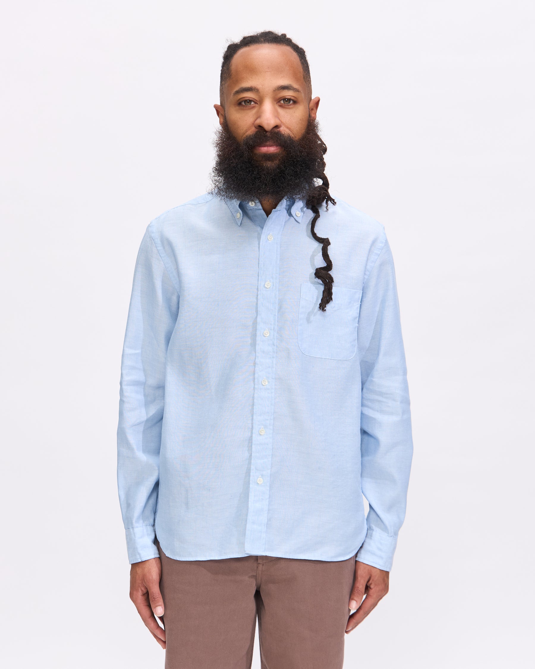 Beams Plus BD Linen COOLMAX® Shirt in Sax Homme Essentials
