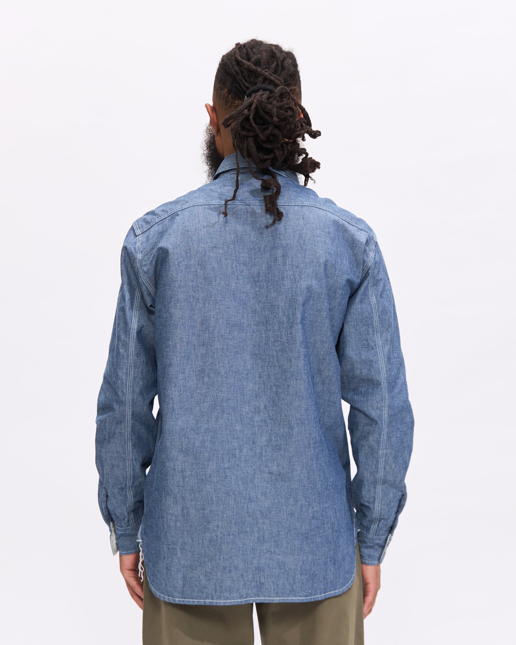 Beams Plus Chambray Work Shirt in Blue Homme Essentials