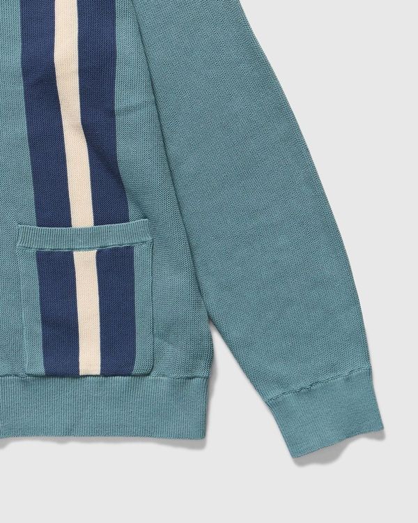 Beams Plus Stripe Cardigan in Sax Homme Essentials