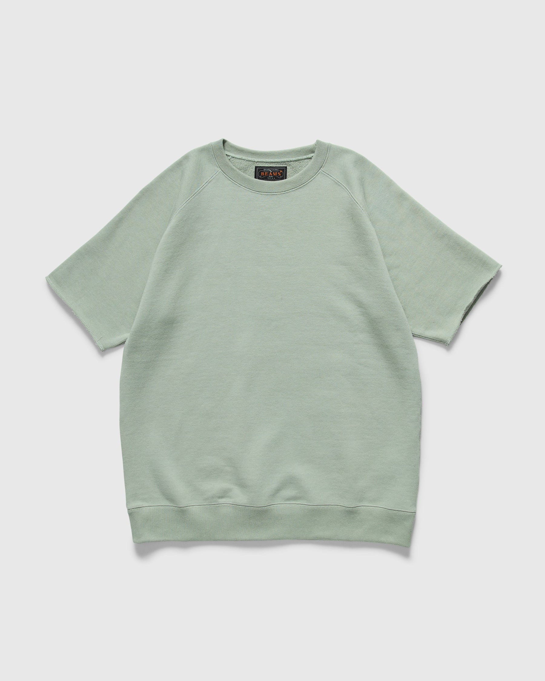 Beams Plus Sweat Short Sleeve Cut Off in Green Homme Essentials