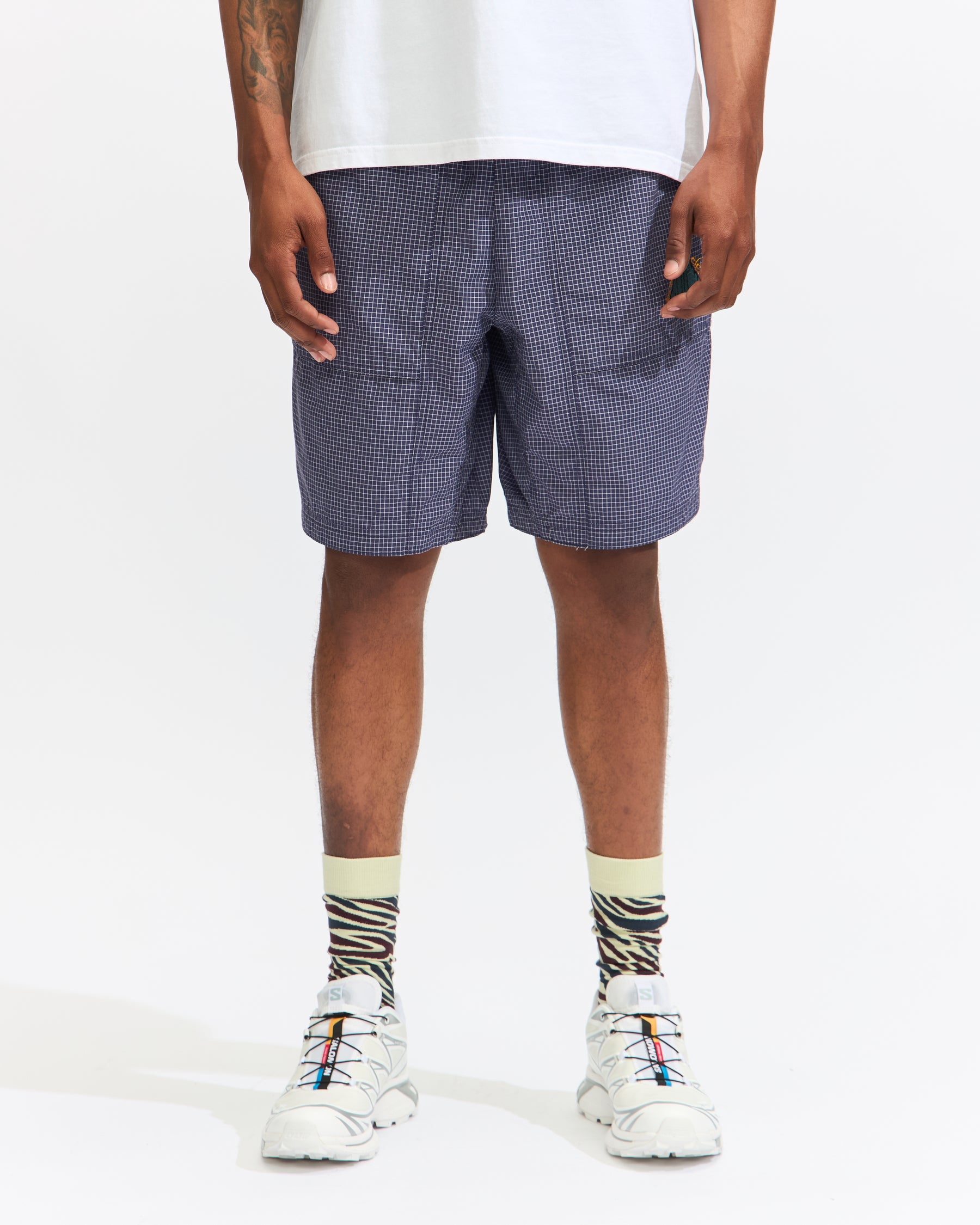 Brain Dead Gridded Ripstop Utility Short in Blueberry Homme Essentials