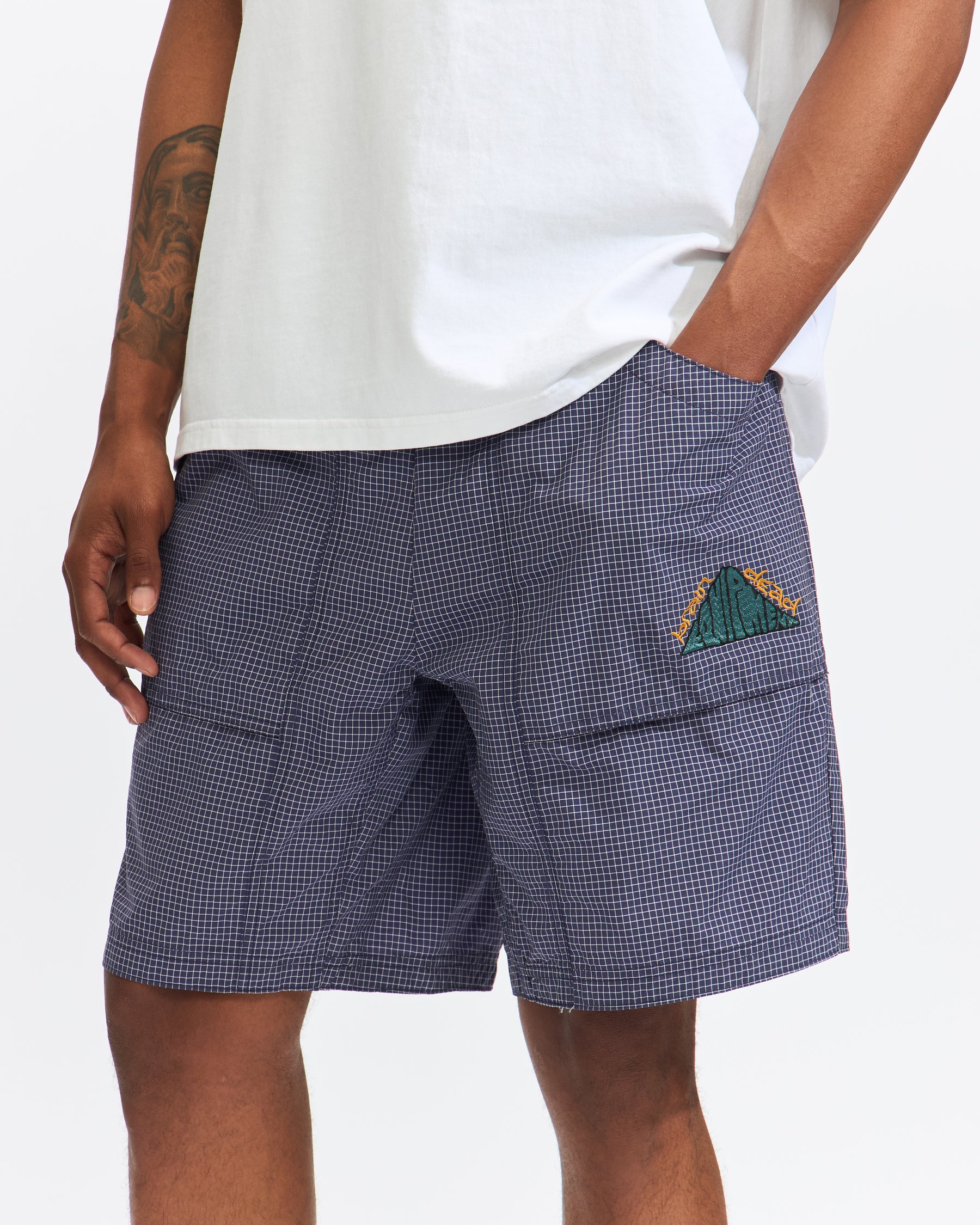Brain Dead Gridded Ripstop Utility Short in Blueberry Homme Essentials