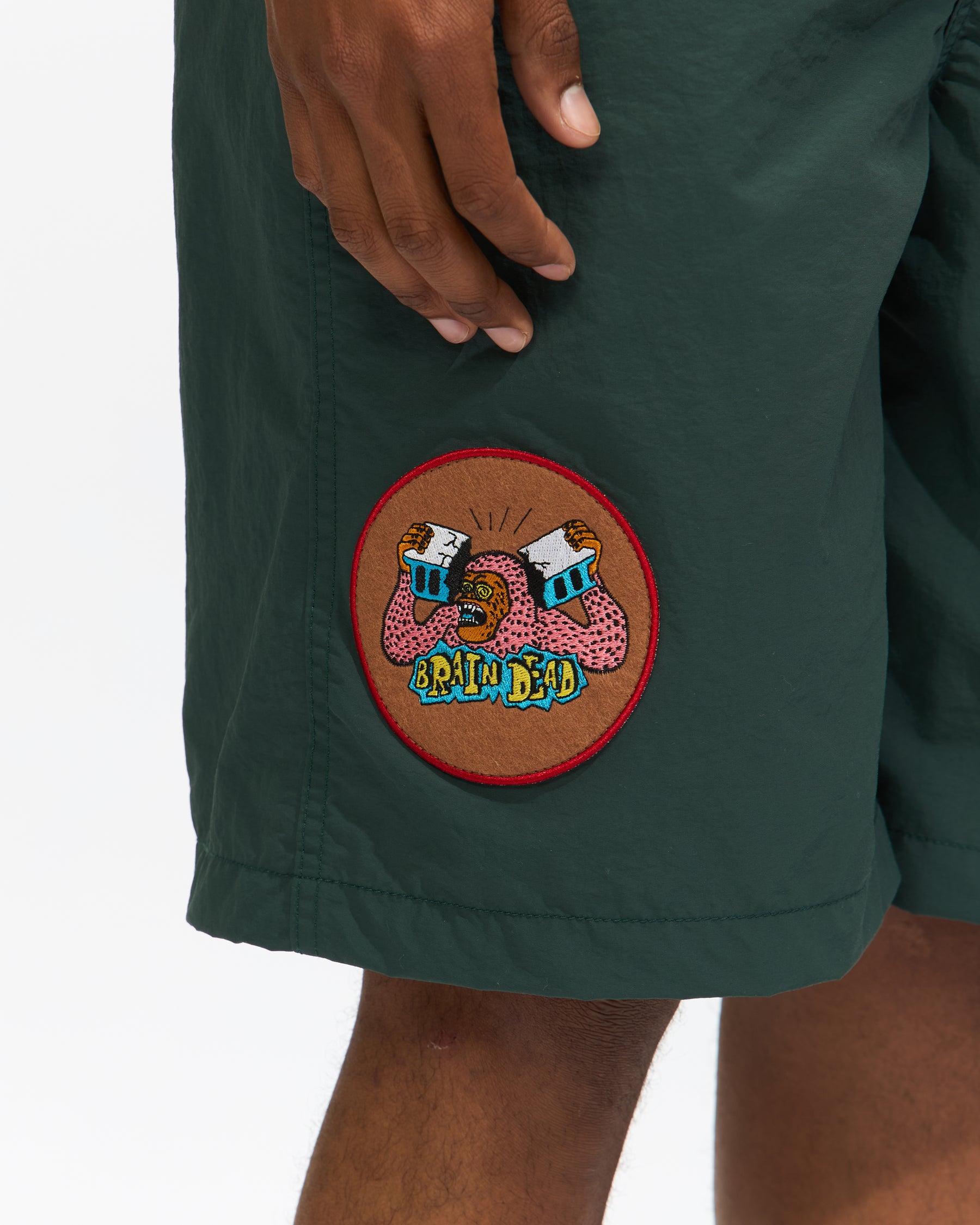 Brain Dead Nylon Baggy Climber Short in Forest Green Homme Essentials