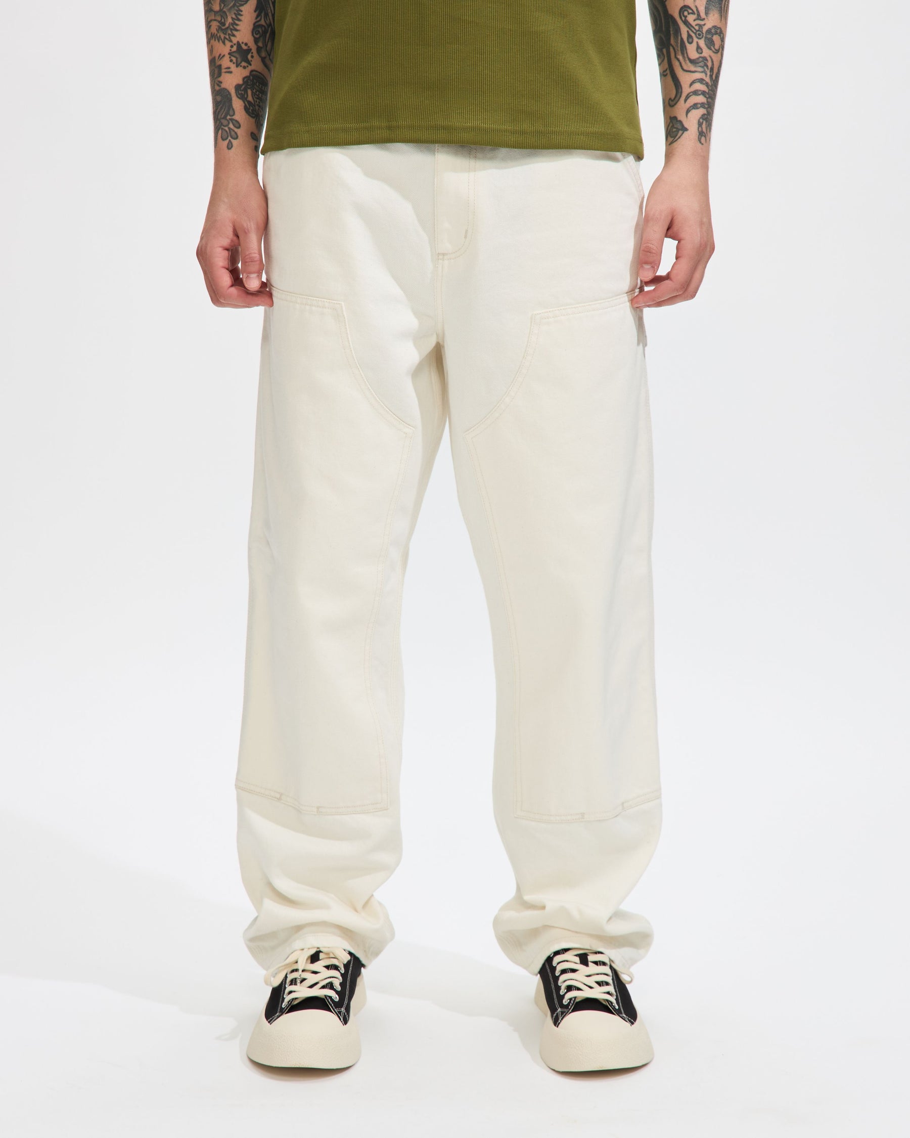 Carhartt WIP Double Knee Denim Pant White Homme Essentials