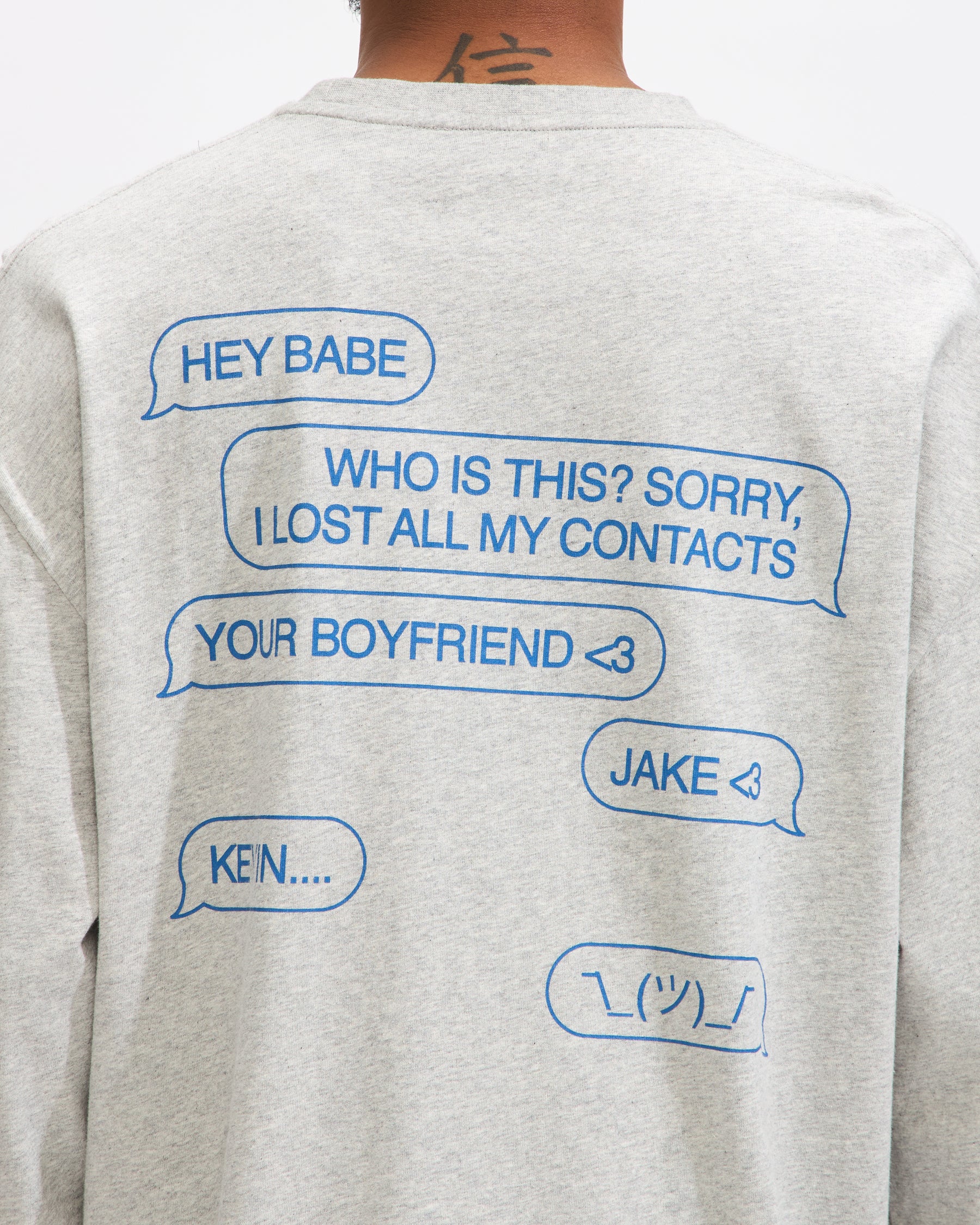 Carne Bollente Hey Babe... Longsleeve T-Shirt in Grey Homme Essentials