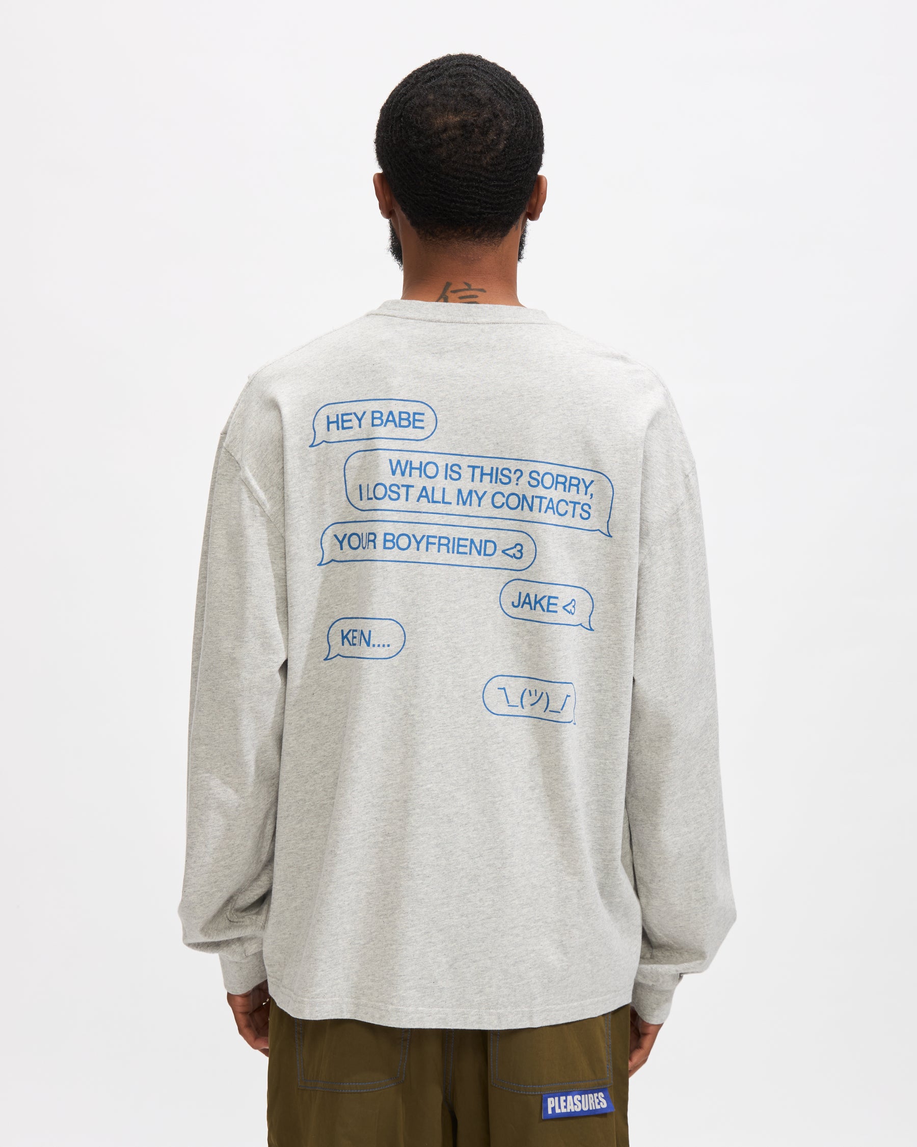 Carne Bollente Hey Babe... Longsleeve T-Shirt in Grey Homme Essentials