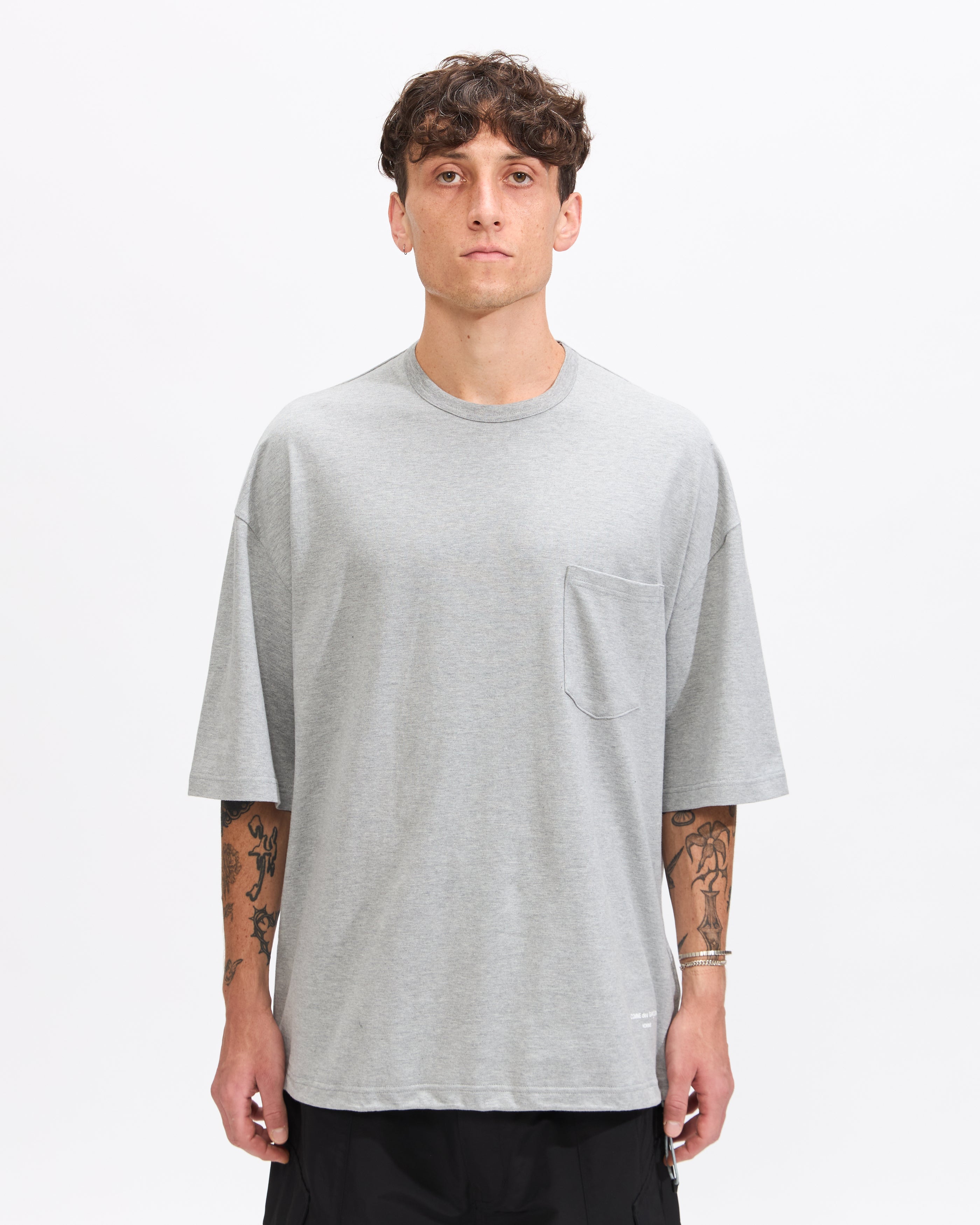 Comme des Garcons Homme Drawstring Pocket T Shirt in Grey Small Gray