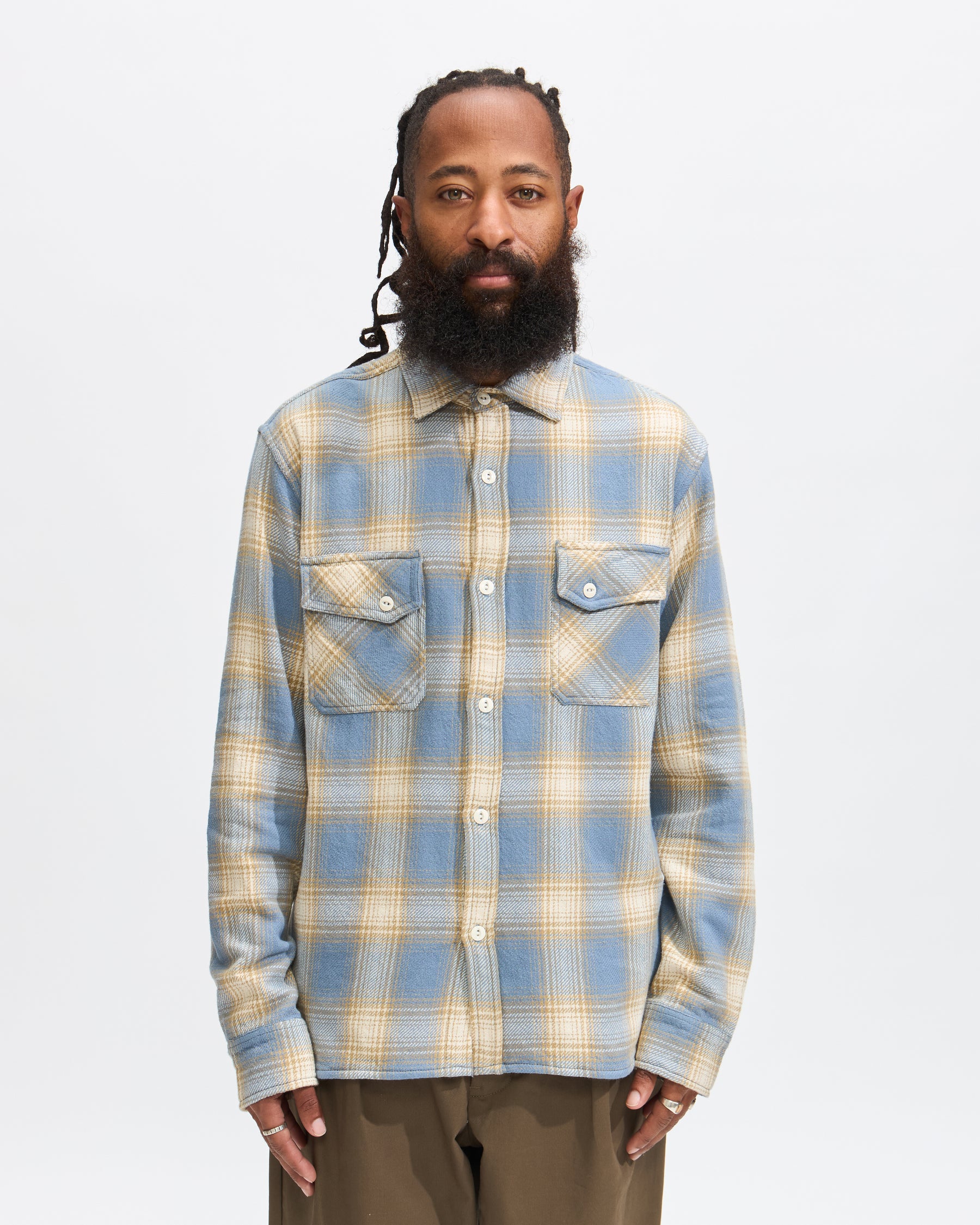 Crosscut Flannel in Powder Blue Homme Essentials