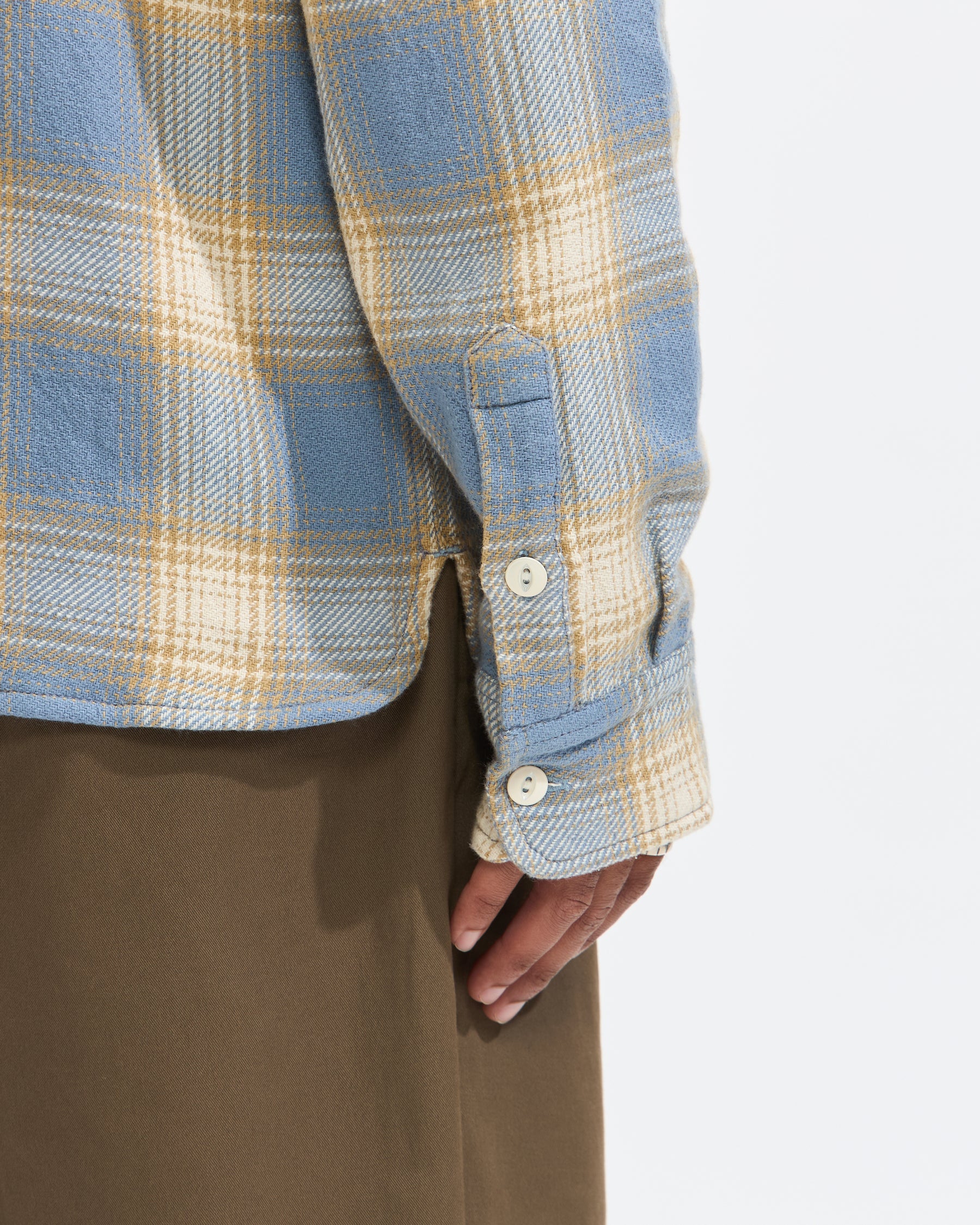 Crosscut Flannel in Powder Blue Homme Essentials
