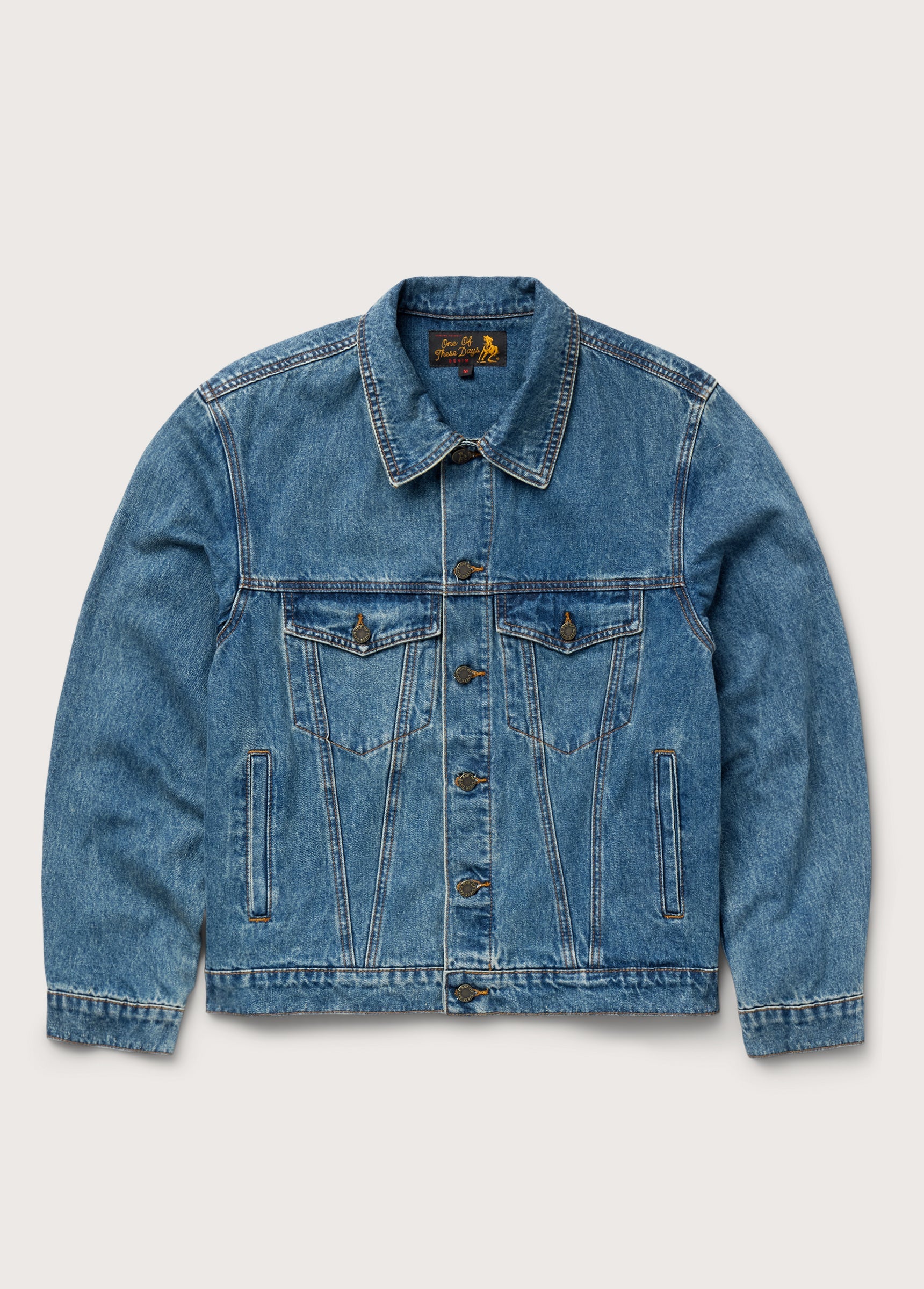 One of These Days Denim Trucker Jacket in Washed Indigo : Homme