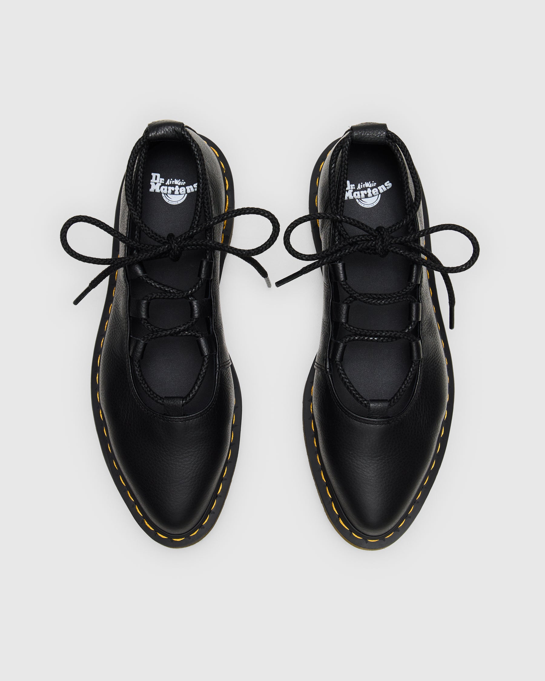 Dr. Martens Elphie II Virginia Leather Ballet Flats in Black Homme Essentials
