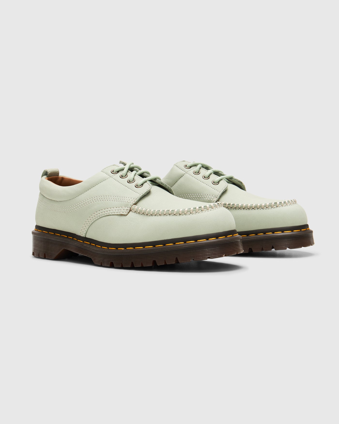 Dr. Martens Lowell Buttersoft Leather Moc Toe Shoes in Sage Green Homme Essentials