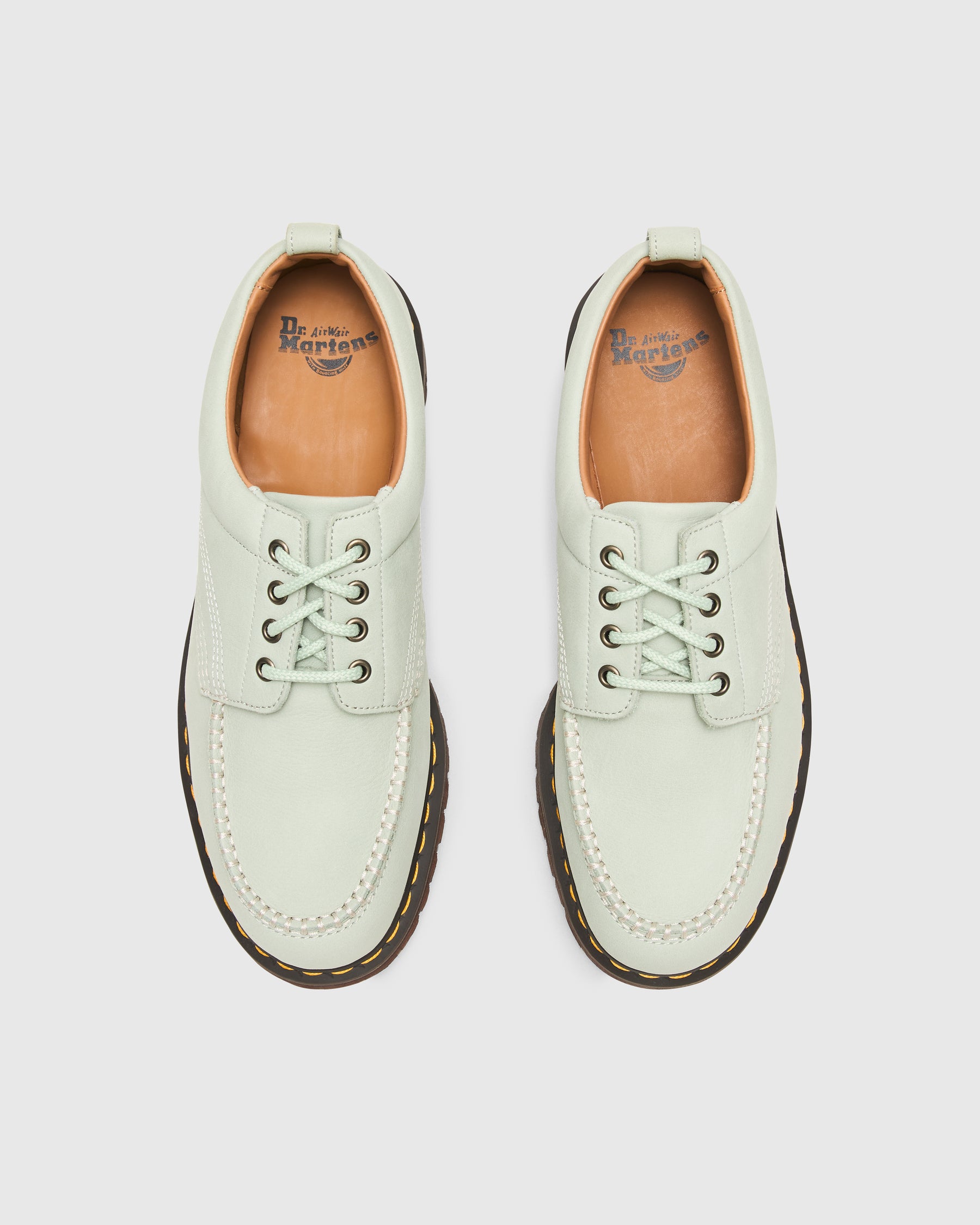 Dr. Martens Lowell Buttersoft Leather Moc Toe Shoes in Sage Green Homme Essentials