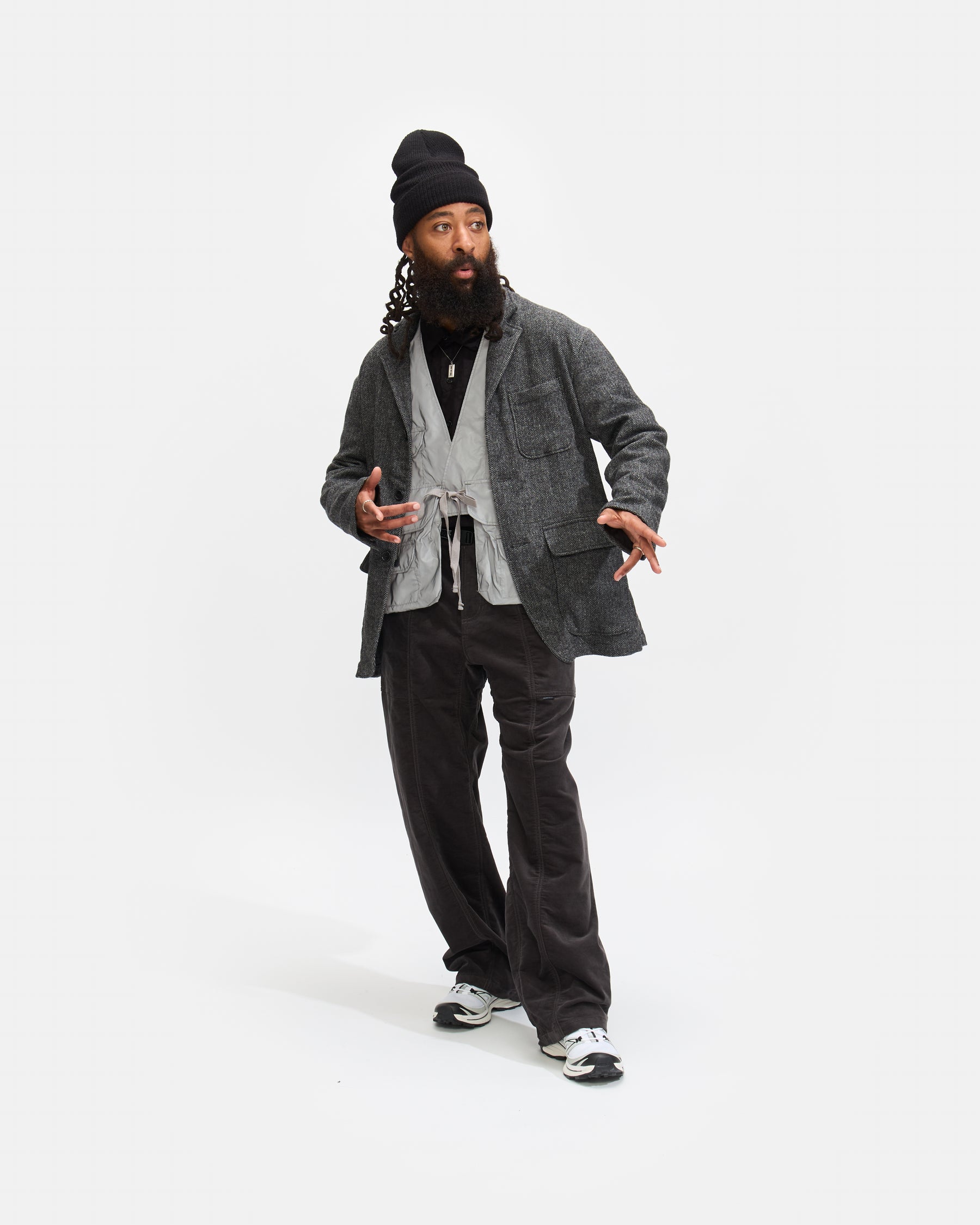 Engineered Garments Fowl Vest in Silver Poly Refrective Taffeta Homme Essentials
