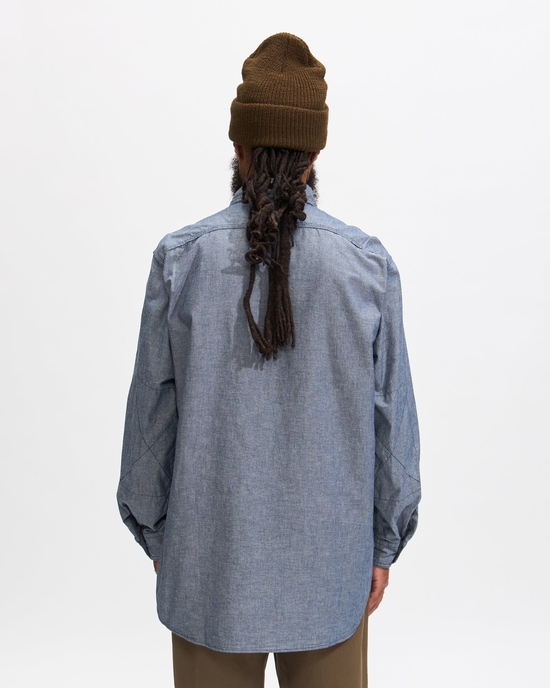 Engineered Garments Work Shirt in Indigo Cotton Chambray Homme Essentials