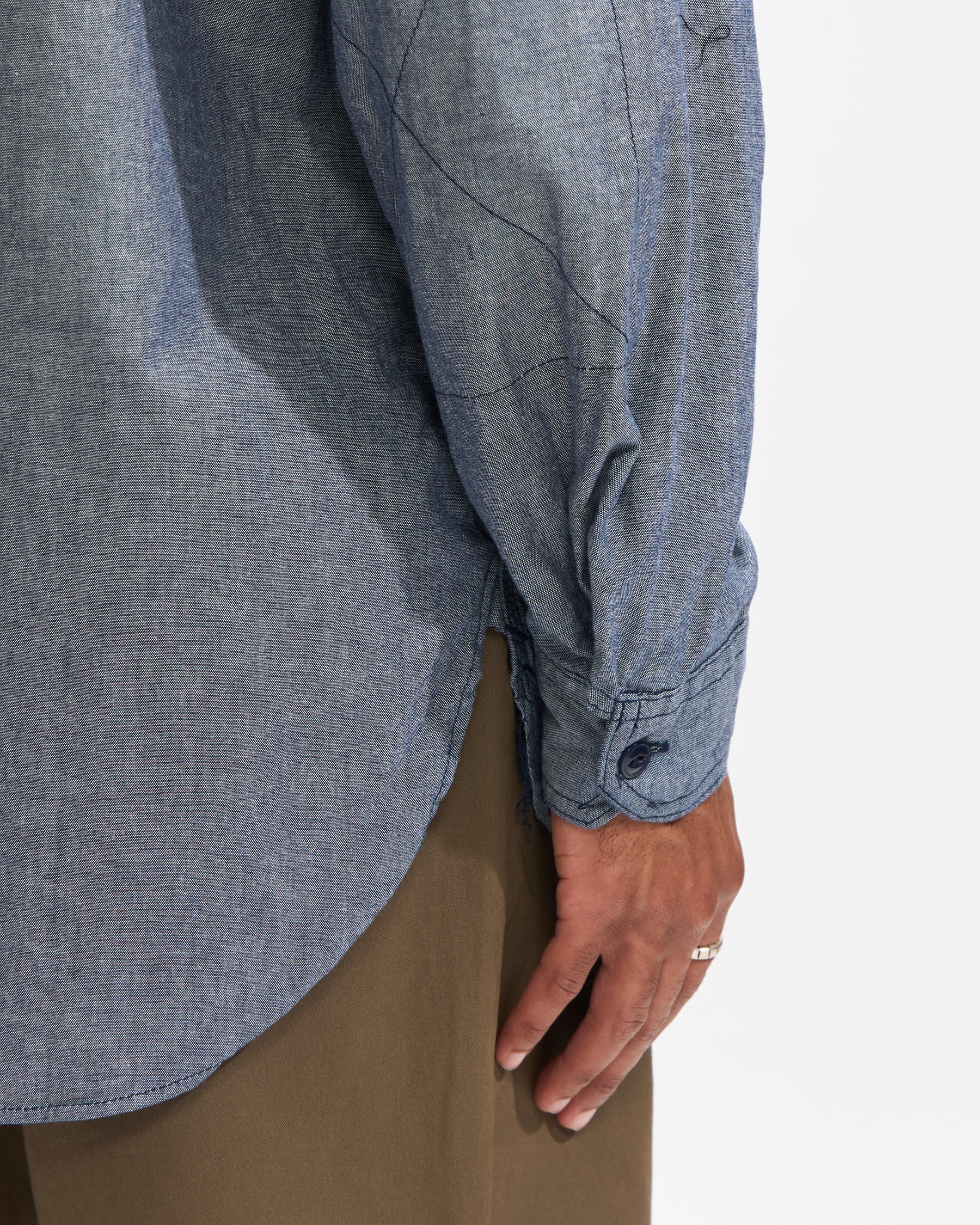 Engineered Garments Work Shirt in Indigo Cotton Chambray Homme Essentials